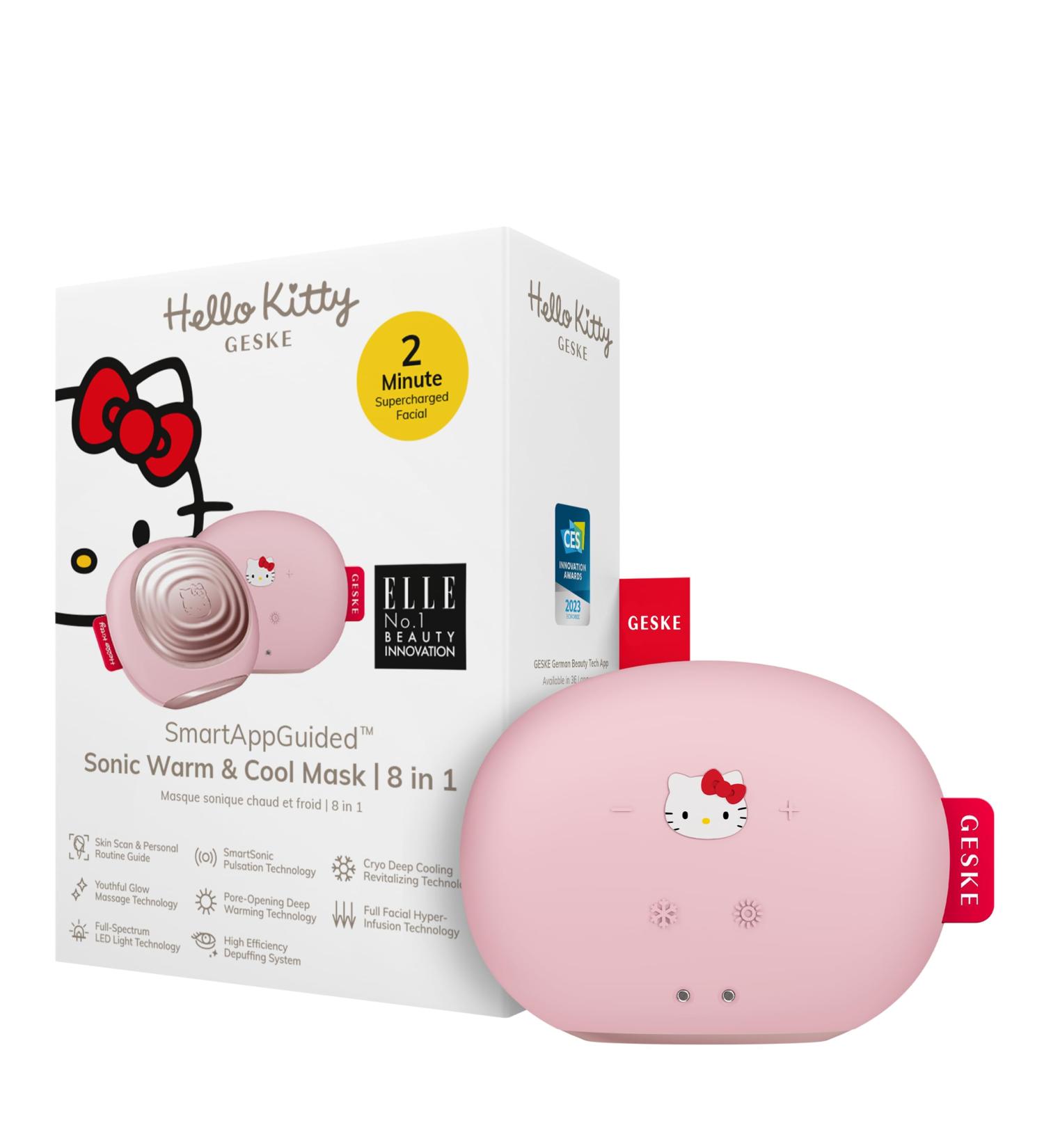 Geske x Hello Kitty Sonic Warm & Cool Mask | 8-in-1 LED Beauty Device | Red Light Therapy & Facial Massage | Optimal Skincare | Hello Kitty Pink - Buy Online on GoSupps.com