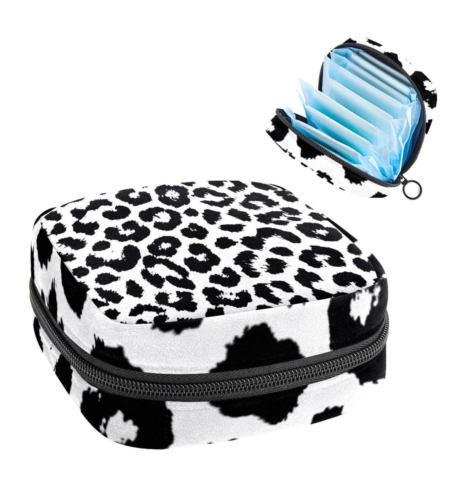 Black Leopard Printed Sanitary Napkin Storage Bag - Portable Period Pouch for Women & Teens - Multi-Colored - 1Pc - Buy Online on GoSupps.com