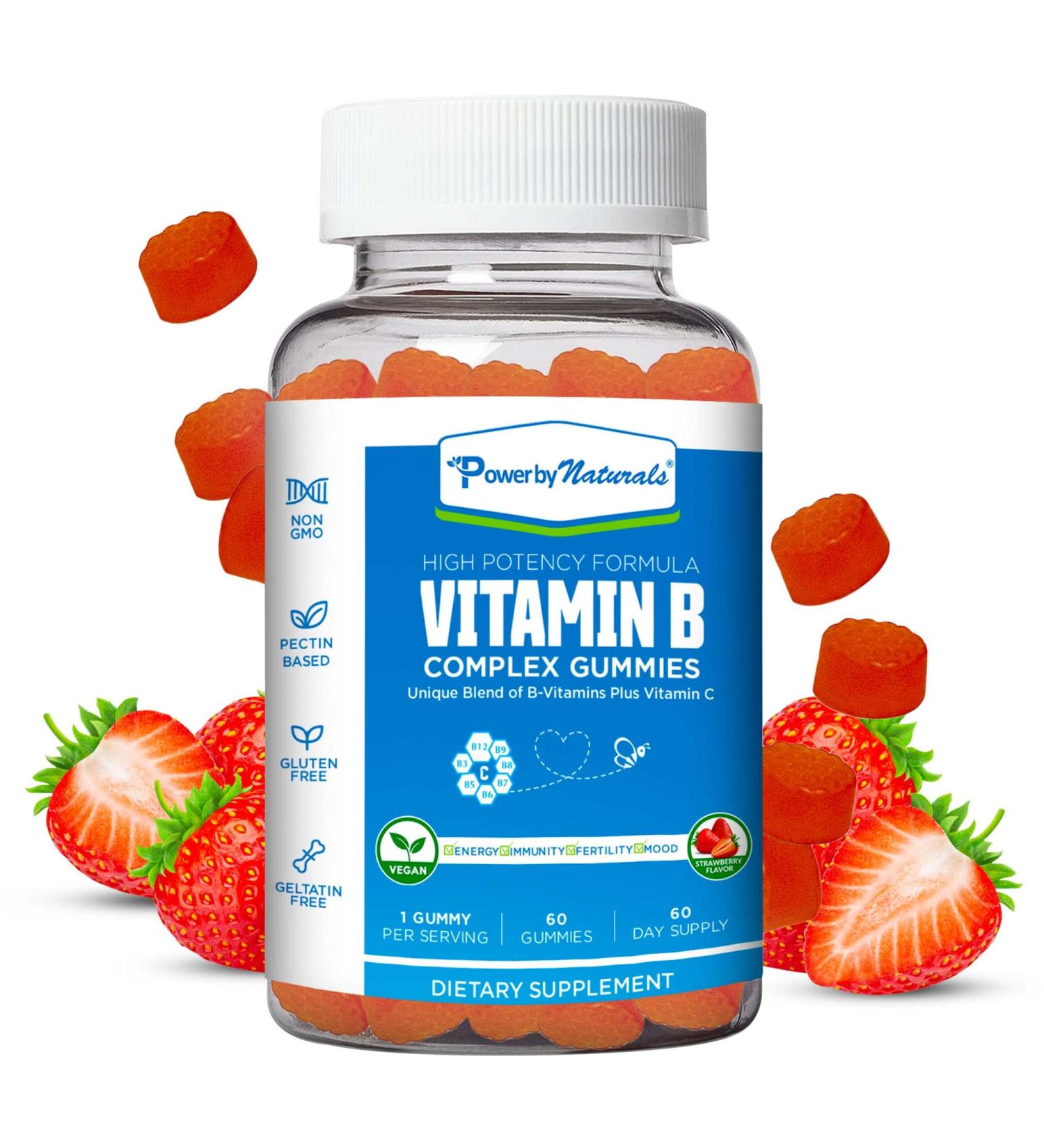 Plant-Based Vitamin B Complex Gummies for Adults - Vegan Formula - Energy, Mood Boost - Non-GMO - 60 Ct - Buy Online on GoSupps.com