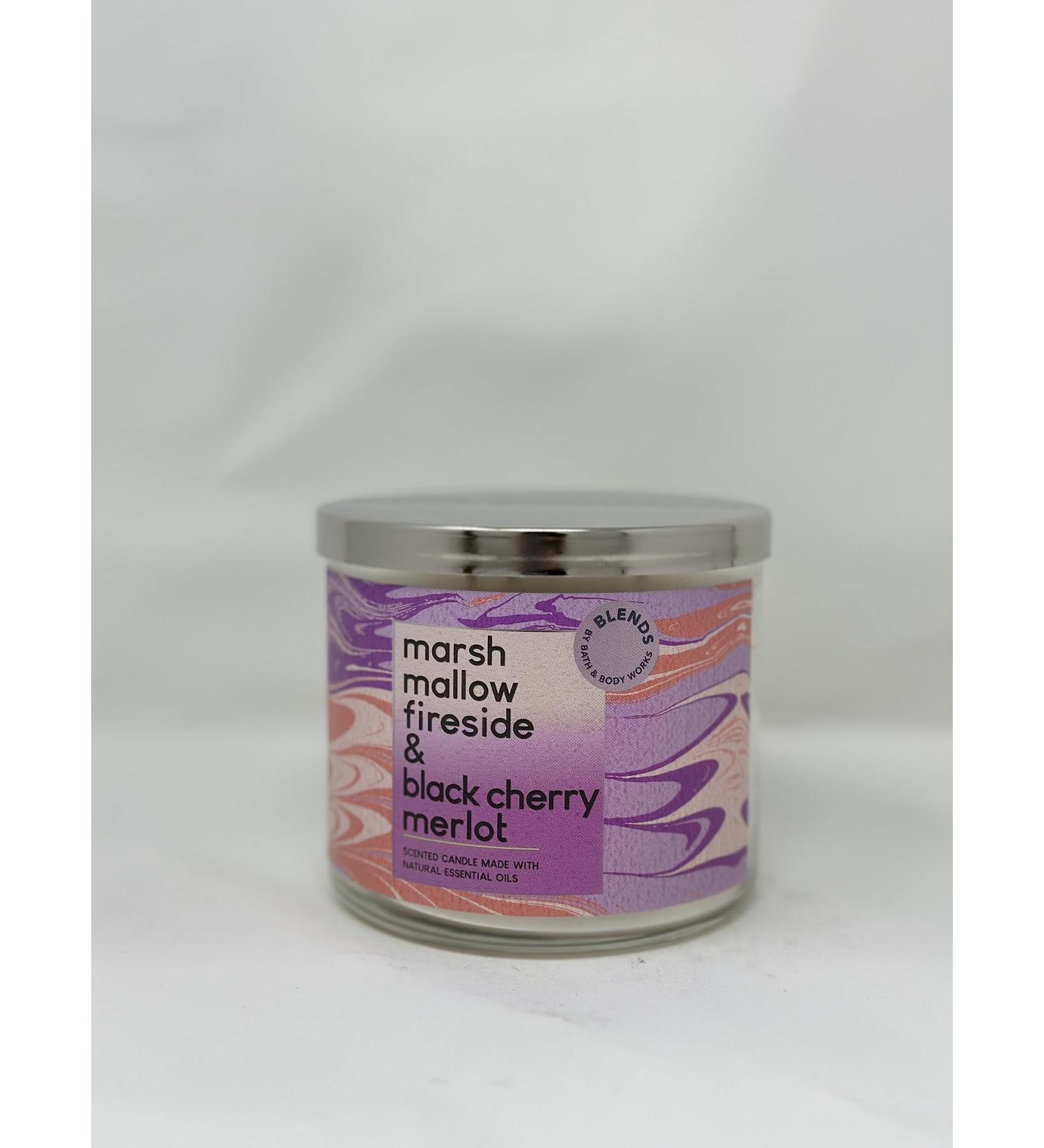 Marshmallow Fireside & Black Cherry Merlot 3 Wick Candle 14.5 oz / 411 g Made with Natural Essential Oil