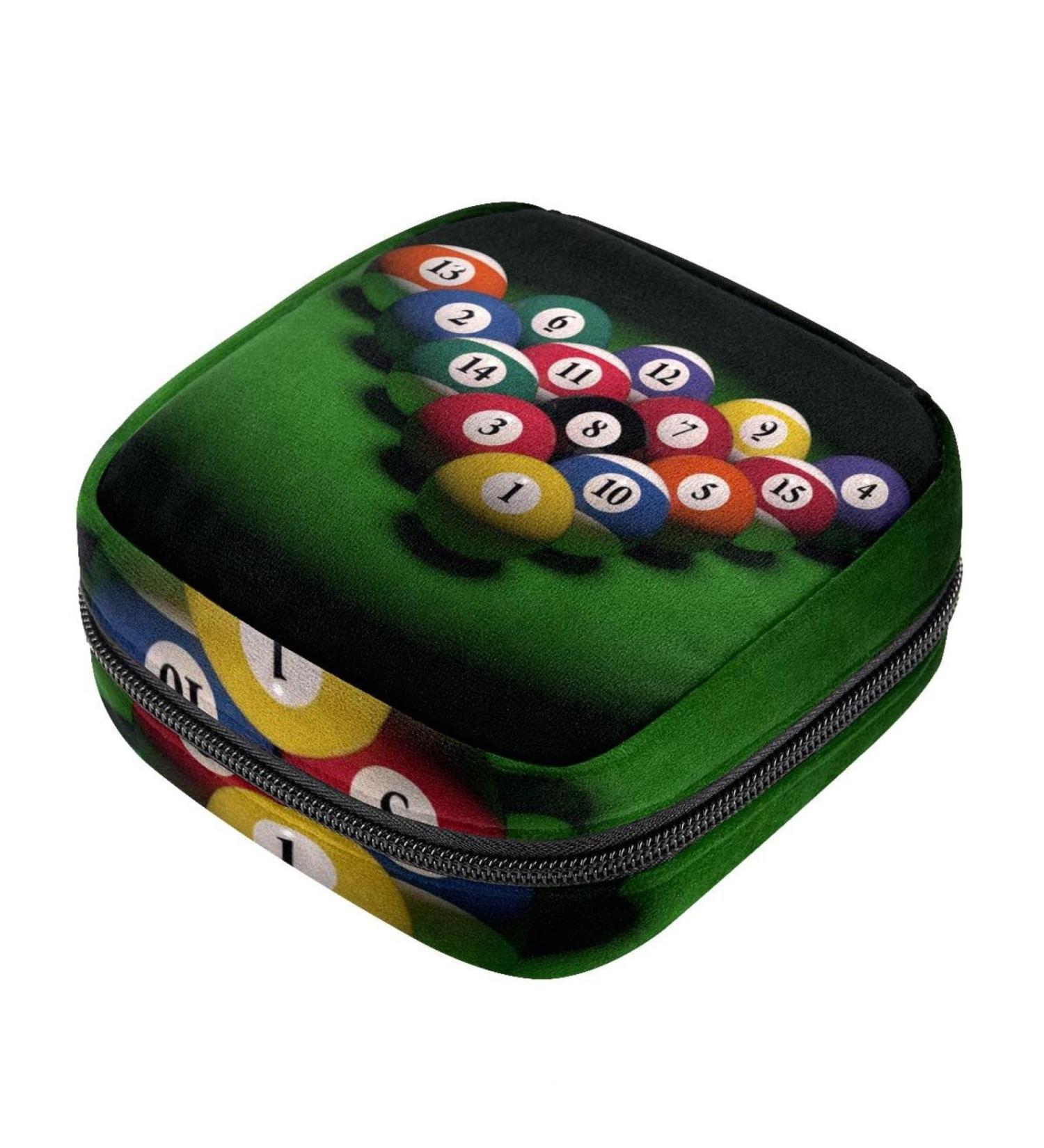 3D Illustration Billiards Napkin Storage Bag | Portable Menstrual Cup & Zipper Bag for Teens & Women - International Shipping Available - Buy Online on GoSupps.com