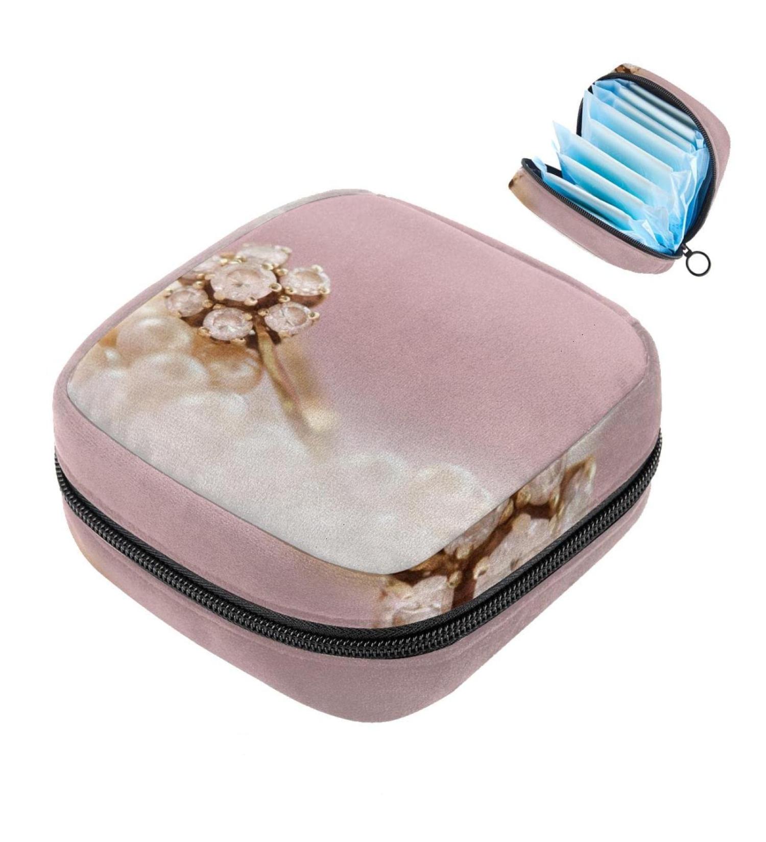 Flower Shape Ring Napkin Storage Bag - Portable Menstrual Cup Zipper Bag for Teenagers & Women - Buy Online on GoSupps.com