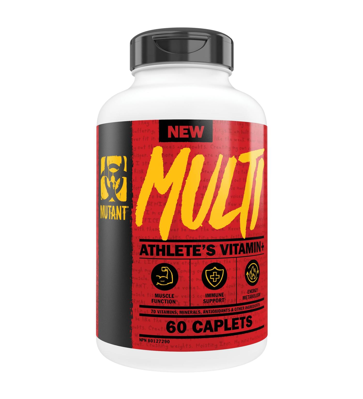 MUTANT Multi Vitamins - Men's Multivitamin for Hardcore Athletes & Body Builders Supports Muscle Function Energy Metabolism Immune Health with 70 Vitamins Minerals Antioxidants (60 Caplets CA) CA 60 count (Pack of 1)