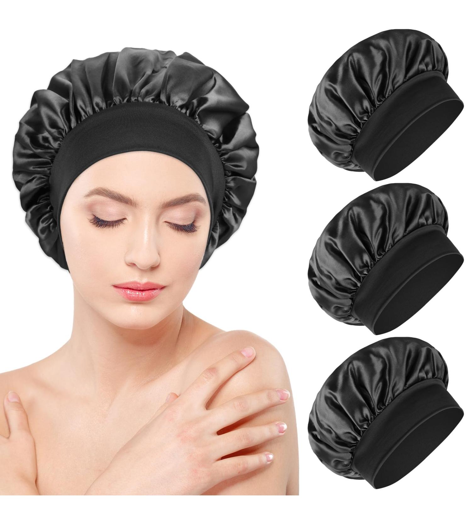 Buy GREVOSEA 3-Piece Satin Bonnet Set | Silk Hair Protection for Women & Girls | Night Sleeping Hood for Curly & Black Hair - Buy Online on GoSupps.com