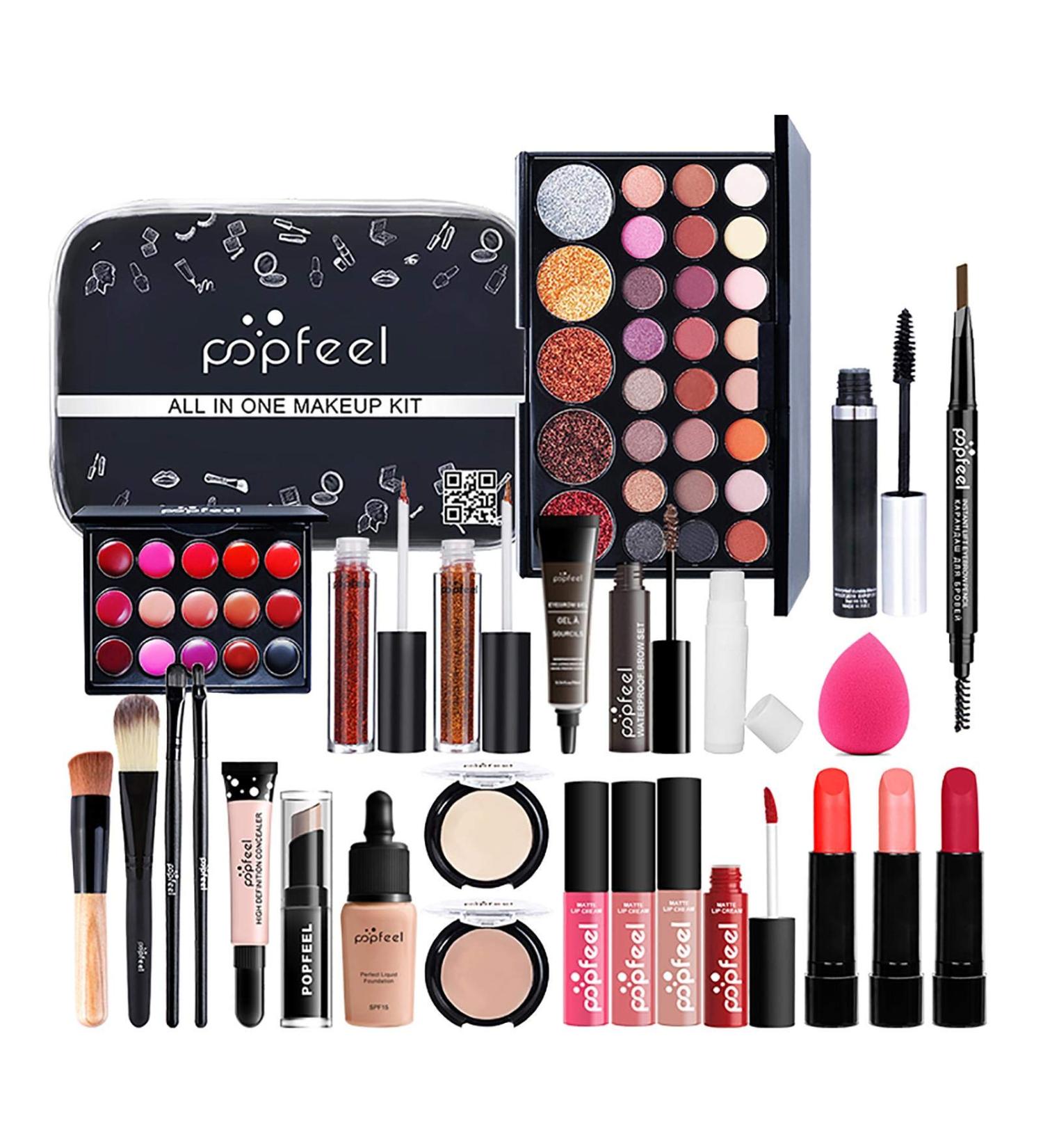 FLLYINGU 27-Piece Multi-Purpose Makeup Set for Teenage Girls - All-in-One Gift Set with Organizer Brushes Lip Gloss Eyeshadow & Blush - Buy Online on GoSupps.com