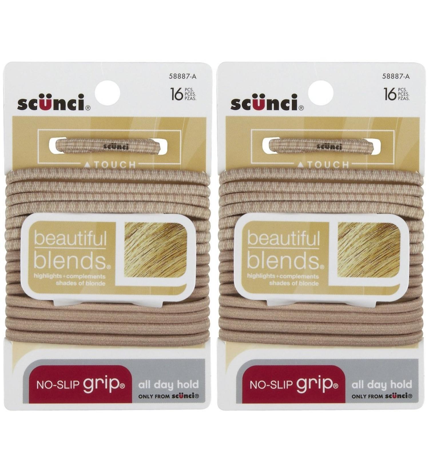 Scunci No Slip Grip Elastic Hair Ties Blonde 16 pk 2 pk