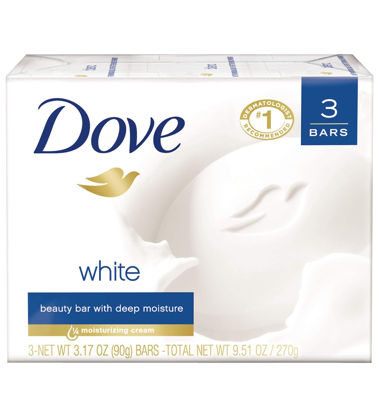 Dove Beauty Bar - More Moisturizing than Bar Soap 3-Pack (3.17 oz) | Nourishes Skin & Fights Bacteria - Shop Now - Buy Online on GoSupps.com