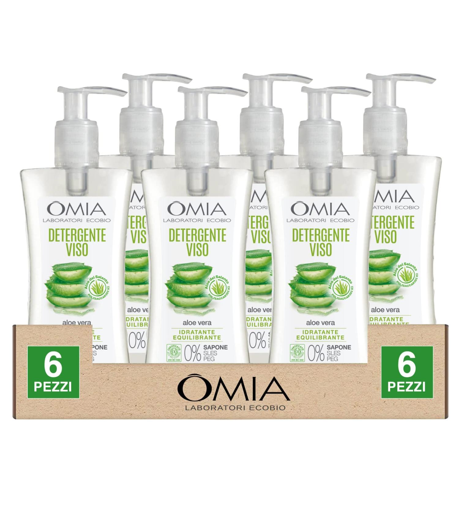 Omia Omia Laboratoires Ecobio Face and Eye Cleanser Ecobio Balancing Moisturizing Makeup Remover with Aloe Vera for Combination and Oily Skin Soap-Free ICEA Certified Eco Bio Cosmetics 6 Bottles of 200