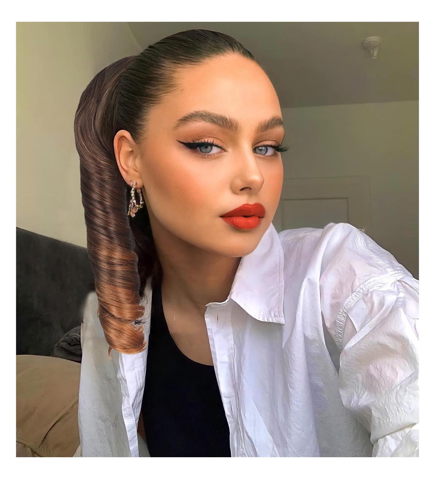 KRSI 14 Ombre Brown Curly Drawstring Ponytail Extension for Black Women - Short Spiral Curl Hairpiece Clip-on for Pretty Party Hair Extensions (T4/30) - Buy Online on GoSupps.com