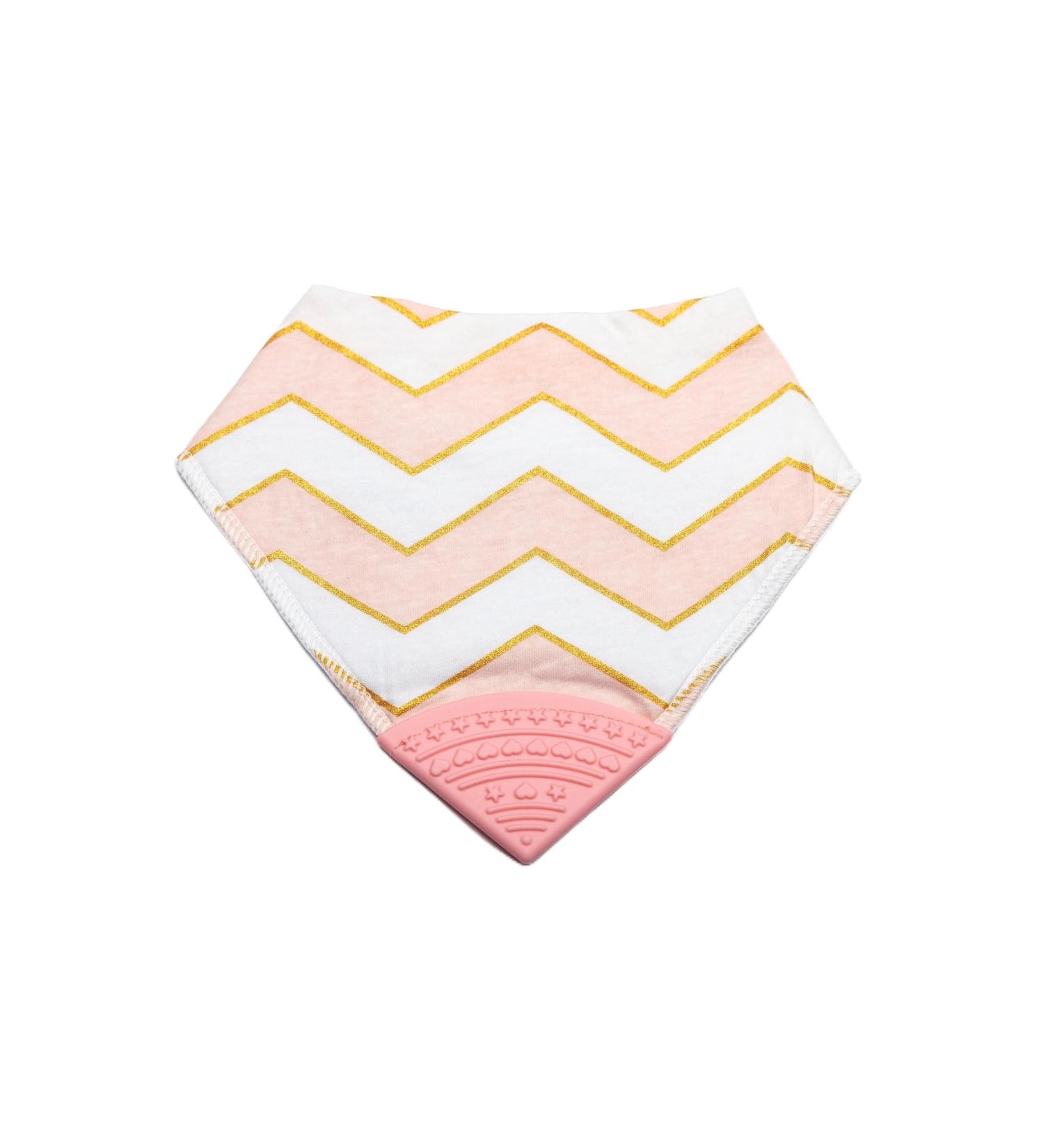 V&D HOME Baby and Toddler Dribble Bib with Teether - Pink and White Stripes | BPA & Phthalate Free - Buy Online on GoSupps.com