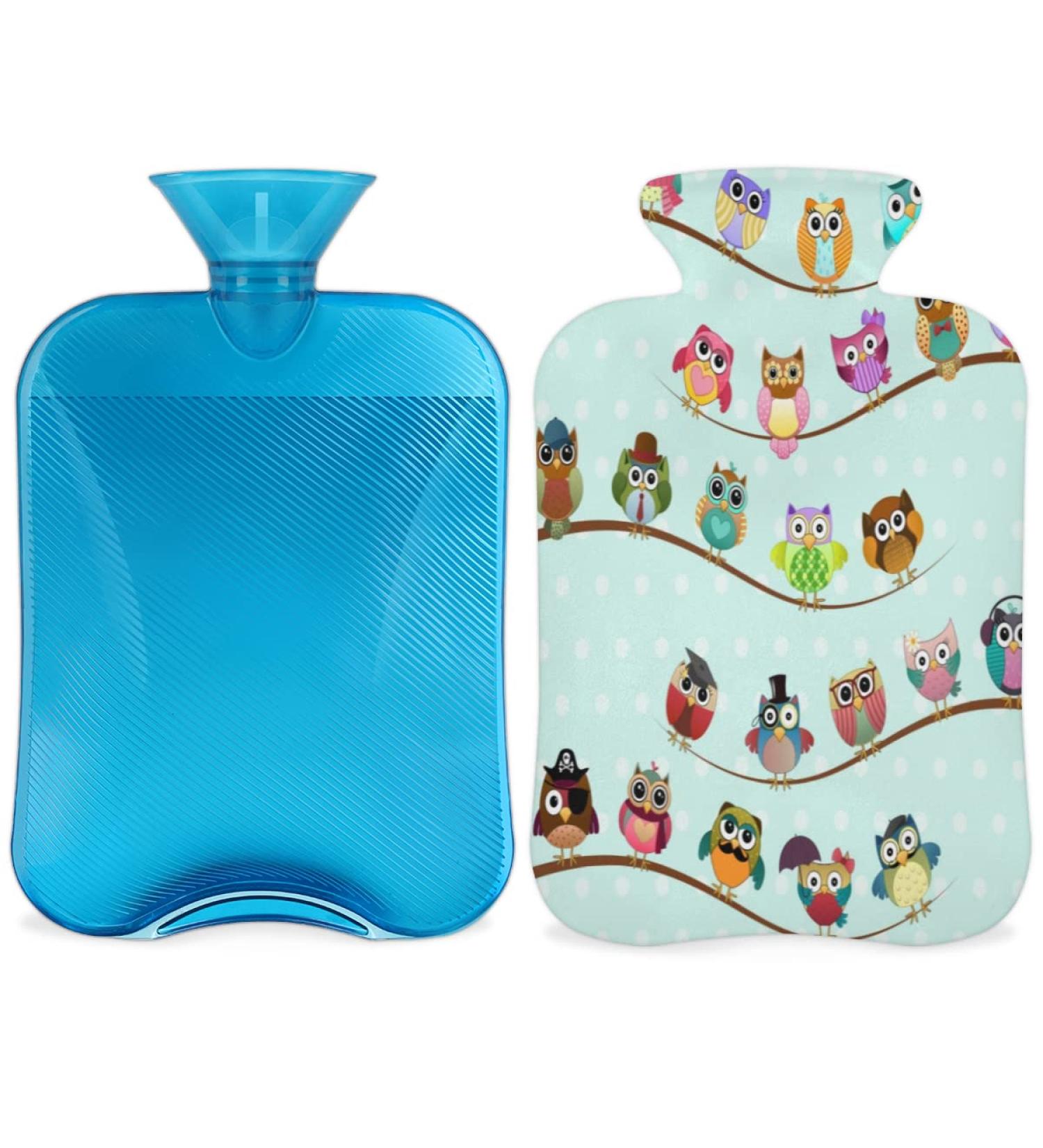 Owl Hot Water Bottle with Fluffy Cover - 2L Capacity for Kids & Adults | Cute & Cozy Pain Relief Solution - Buy Online on GoSupps.com
