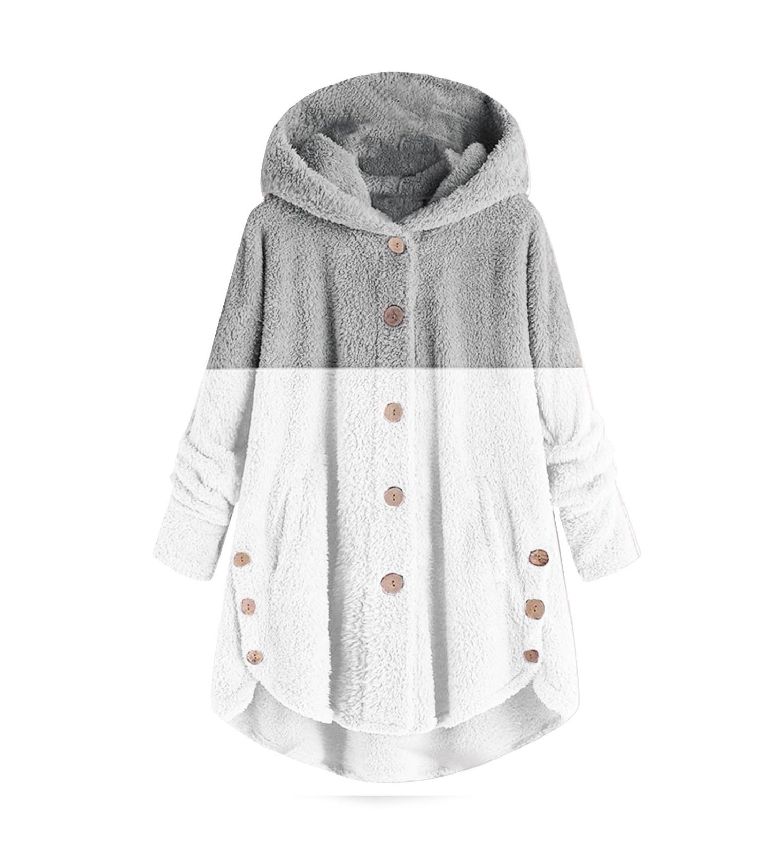 Hanxiulin Women's Fleece Jacket - Plush Cuddly Winter Parka Windproof Hooded Top in Gray (4XL) for Outdoor Comfort - Buy Online on GoSupps.com