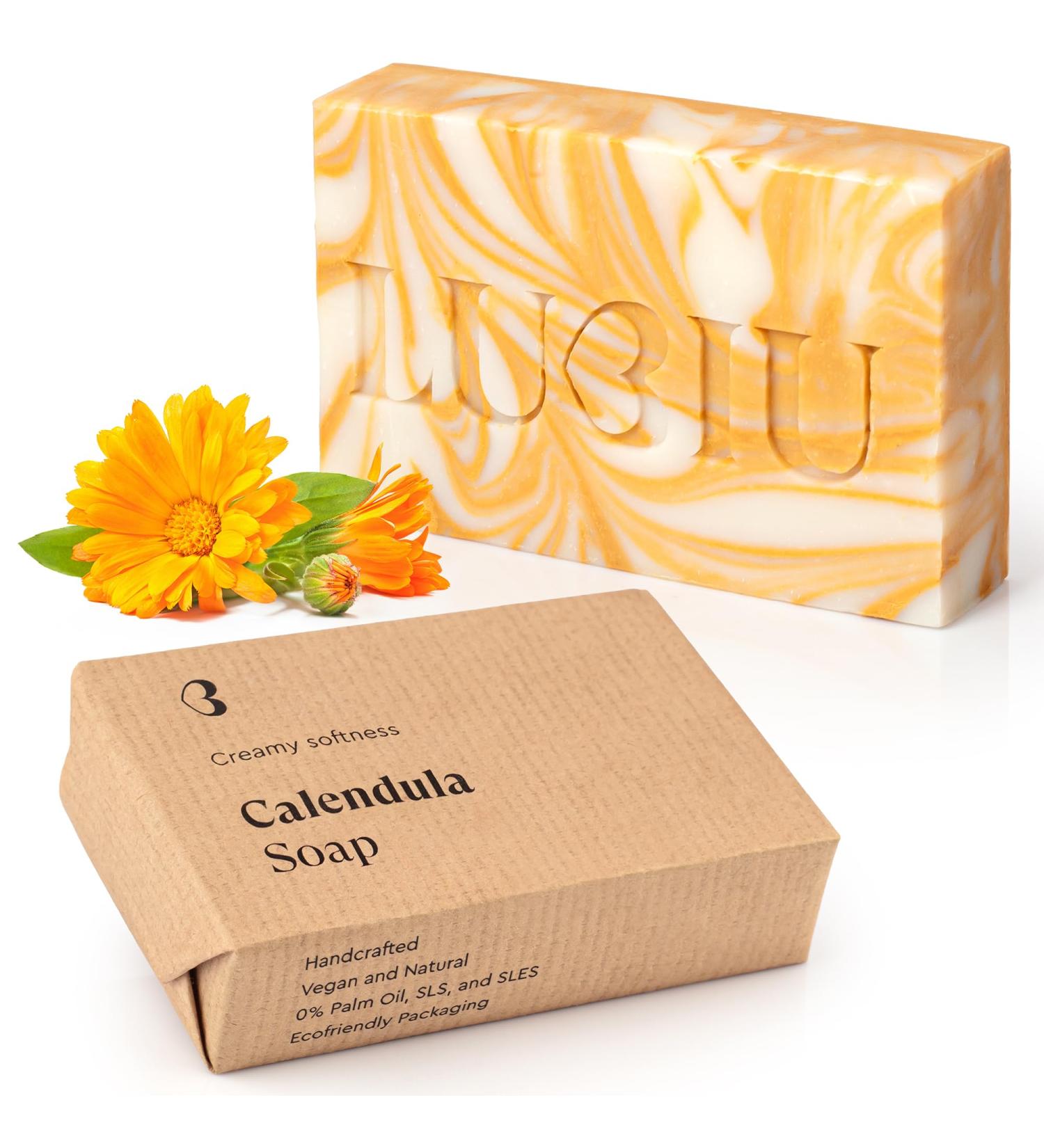 Buy Lubiu Marigold Soap - 100g Handmade Natural Shower & Hand Soap for Men Women & Children | Ideal Solid Soap Gift - Buy Online on GoSupps.com