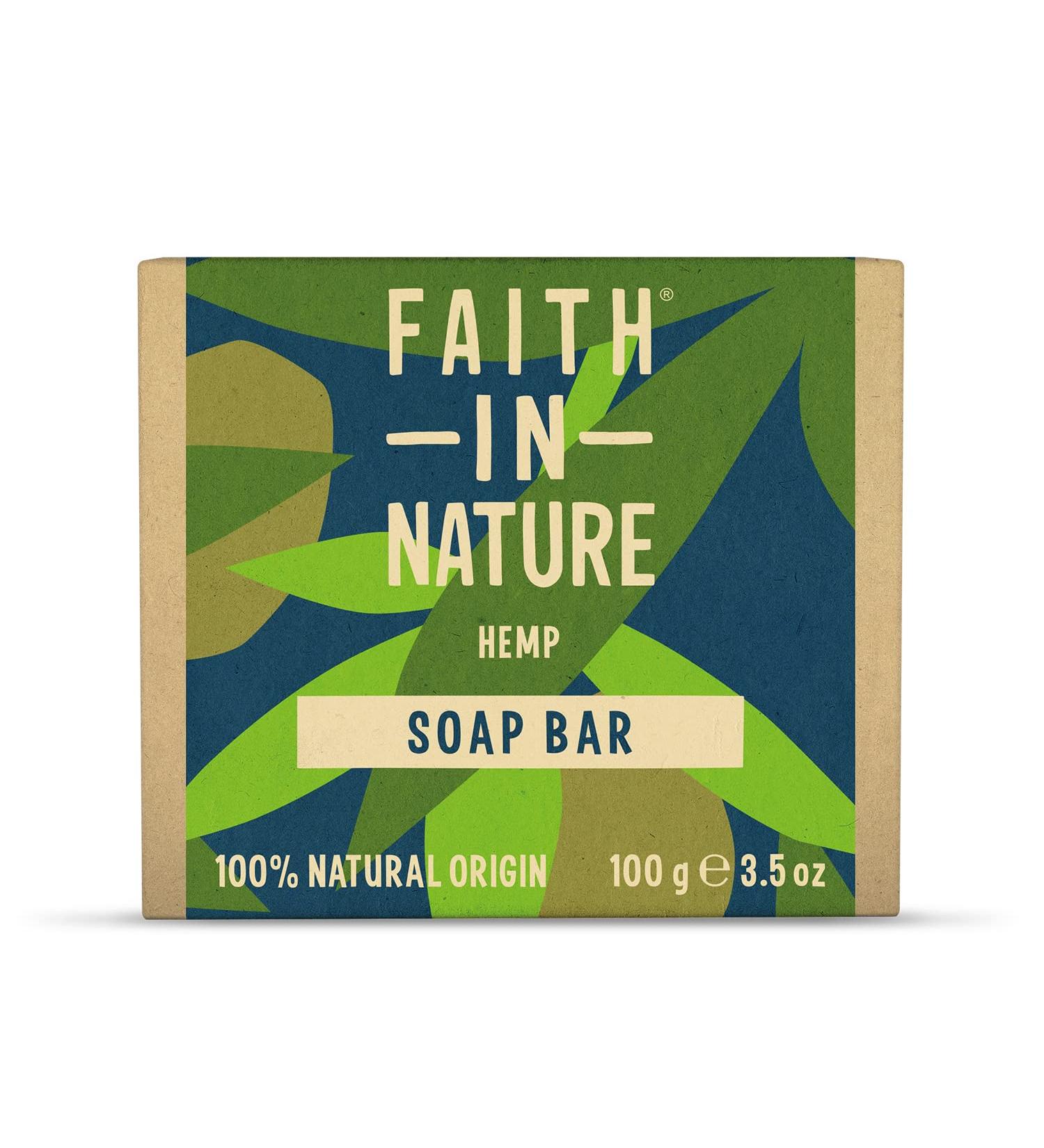 Faith In Nature Hemp Hand Soap Bar 100g - Vegan & Cruelty-Free - No SLS or Parabens - Buy Online on GoSupps.com