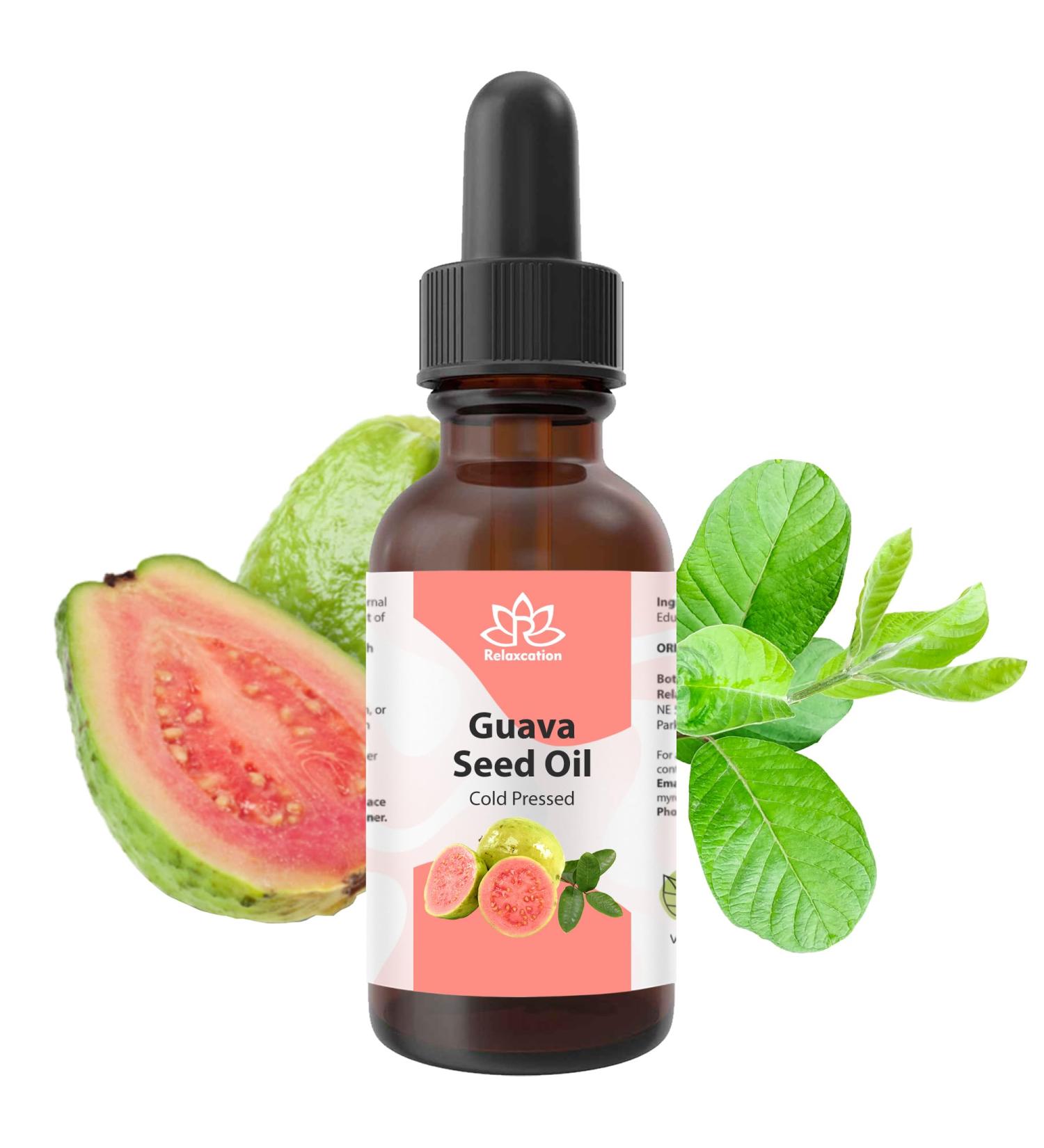 Relaxcation Guava Seed Oil | Cold Pressed Natural Oil for Face Hair Nails | Lightweight Botanical | Skin & Body Oil | Vegan | Glass Bottle (4 oz) 4 Fl Oz (Pack of 1) - Buy Online on GoSupps.com