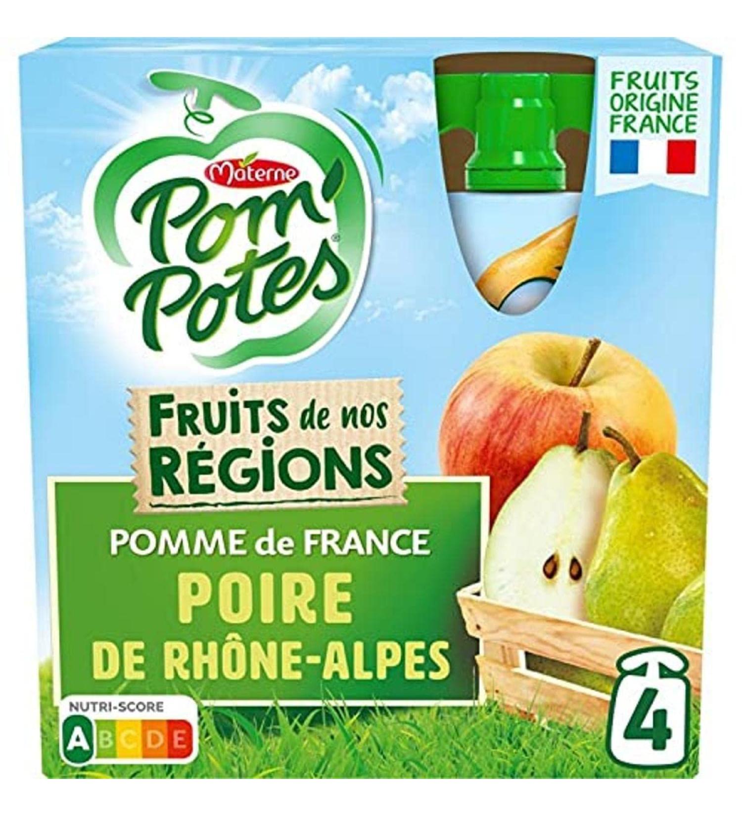 Materne Apple and pear compotes, no added sugar - 4 90g pouches