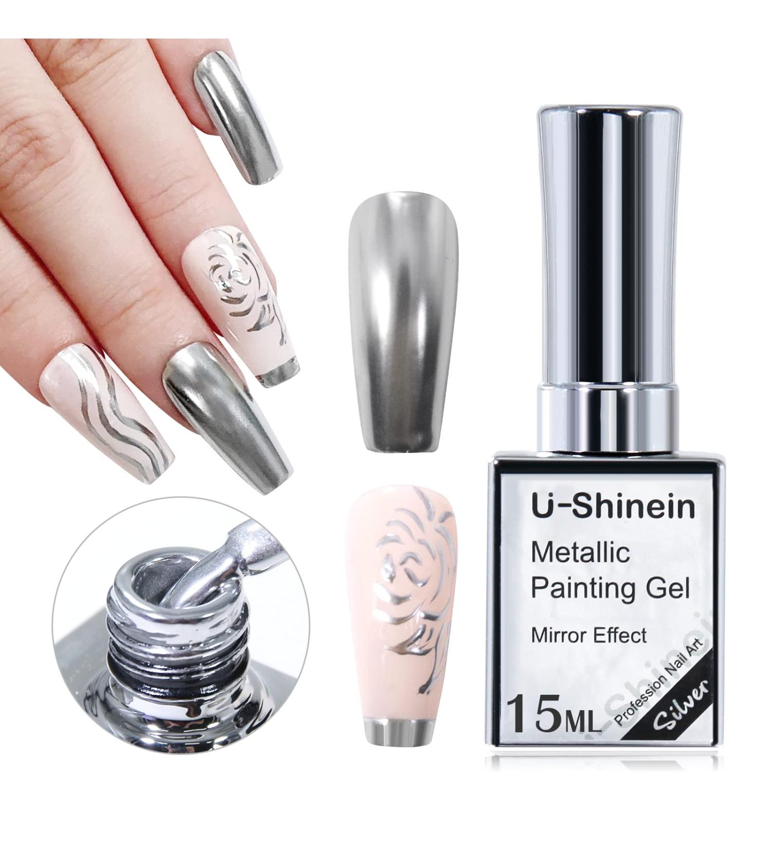 Buy Silver Metallic Gel Nail Polish - 15ml Mirror Finish 3D Drawing UV/LED Soak Off for DIY Nail Art - International Shipping Available - Buy Online on GoSupps.com