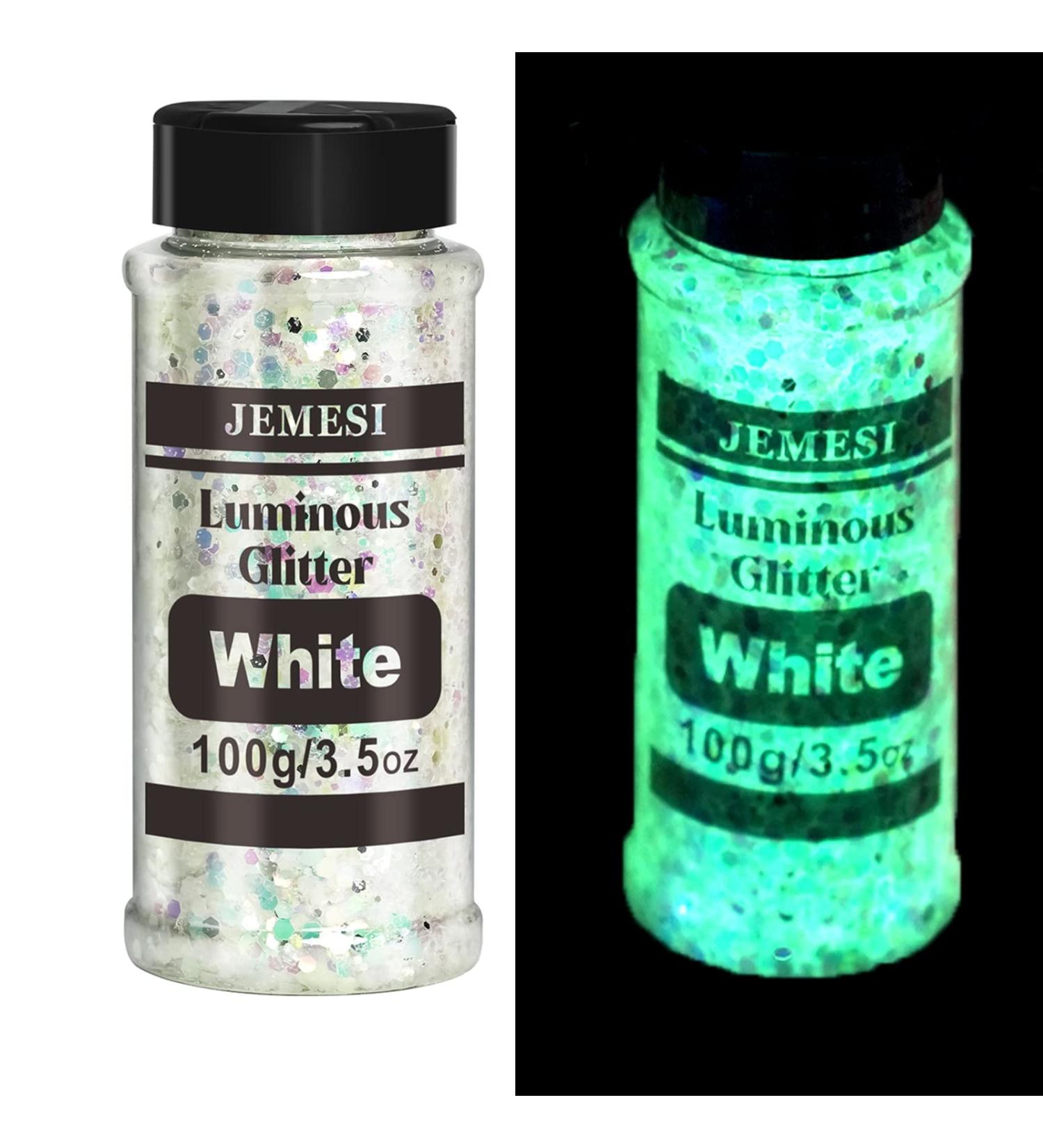 Jemesi Luminous Sequins White 100g Opal Chunky Glitter for Nails Makeup Hair & Body | Shimmering Glitz for DIY Beauty & Crafts - Buy Online on GoSupps.com