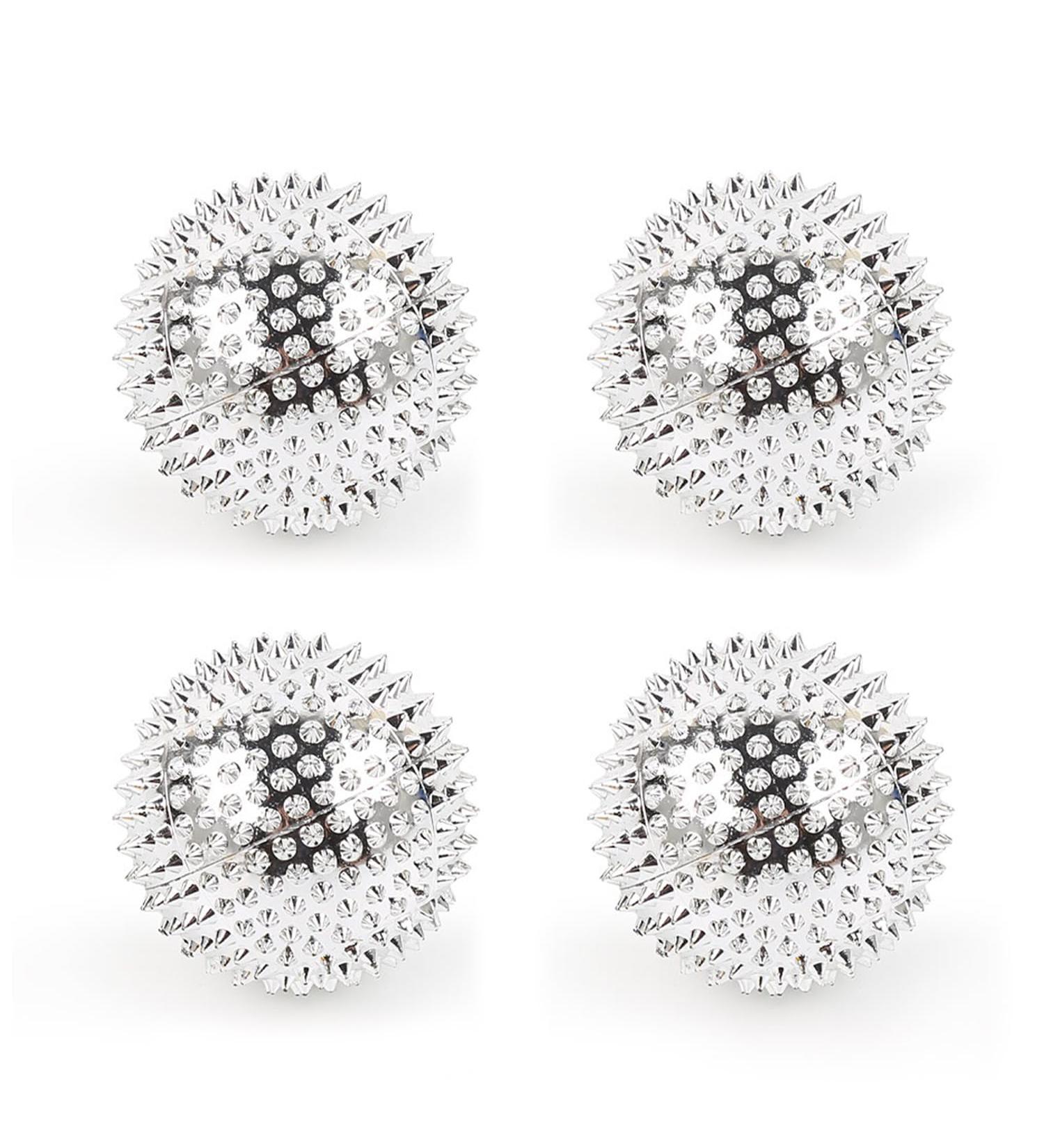 4-Piece Magnetic Acupressure Balls Set | Finger Massage & Stress Relief Rings | Silver Hedgehog Massage Balls - Buy Online on GoSupps.com