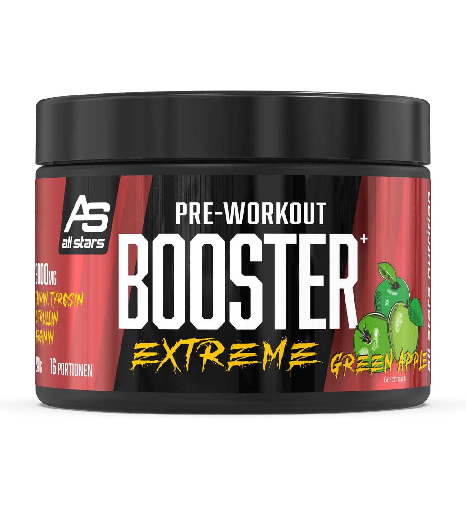 All Stars Pre-Workout Booster - Extreme Green Apple 240g | 16 Servings of Amino Acids Vitamins & Caffeine Energy Drink - Buy Online on GoSupps.com