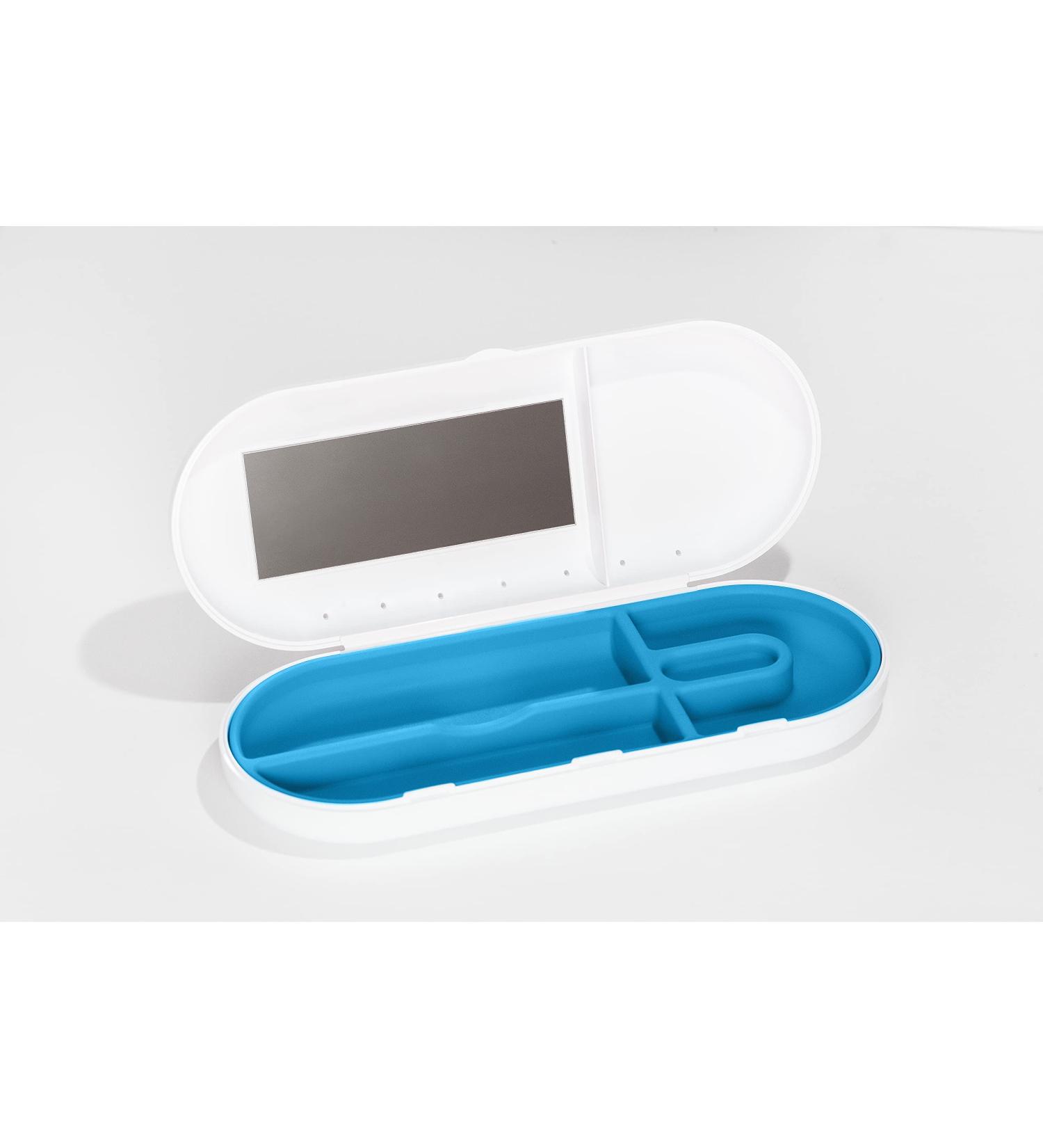 SmileKontainer Slimline Retainer Case - Compact Dental Travel Case for Aligners & Accessories - Built-in Mirror - Brilliant Blue - Buy Online on GoSupps.com