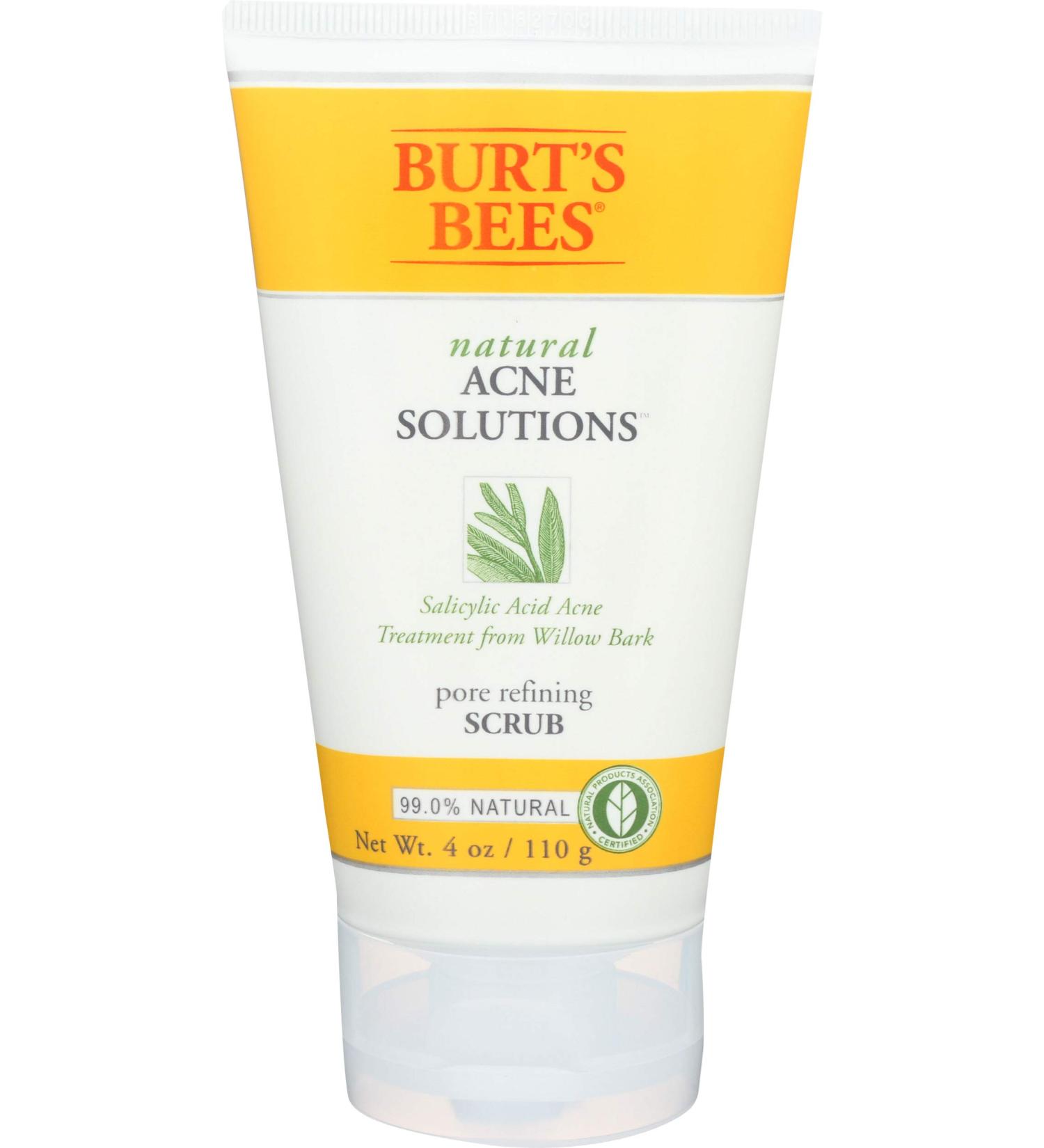 Burt's Bees Burt's Bees Natural Acne Solutions Pore Refining Cleansing Scrub Exfoliating Face Wash for Oily Skin 4 Oz (package May Vary) 4 ounces 4 Fl Oz (Pack of 1)