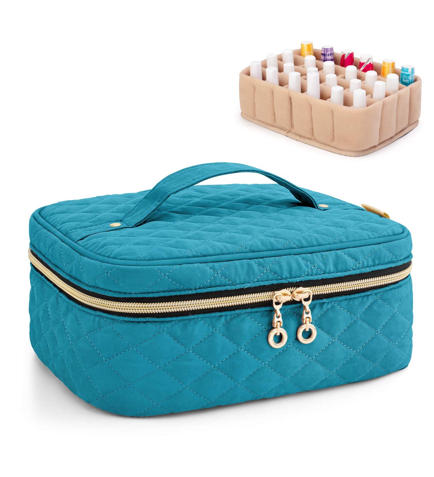 YARWO Teal Nail Polish Carrying Bag - Holds 24 Bottles (15ml/0.5 fl.oz) - Travel Storage Organizer for Manicure Accessories - Buy Online on GoSupps.com