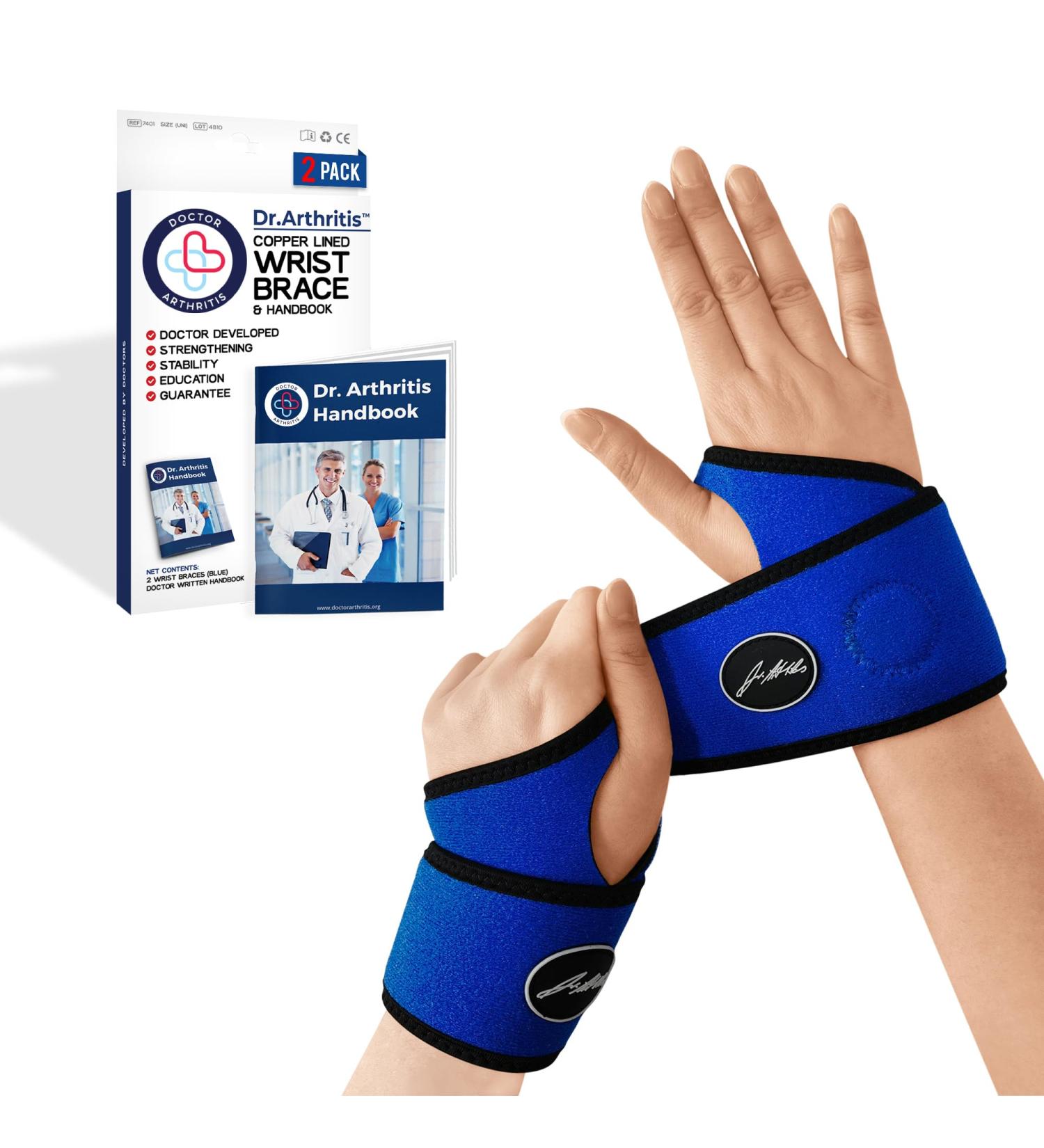 Dr. Arthritis Light Wrist Bandage - Doctors Designed Tendonitis & Carpal Tunnel Relief - Blue Couple Wristwear - Buy Online on GoSupps.com