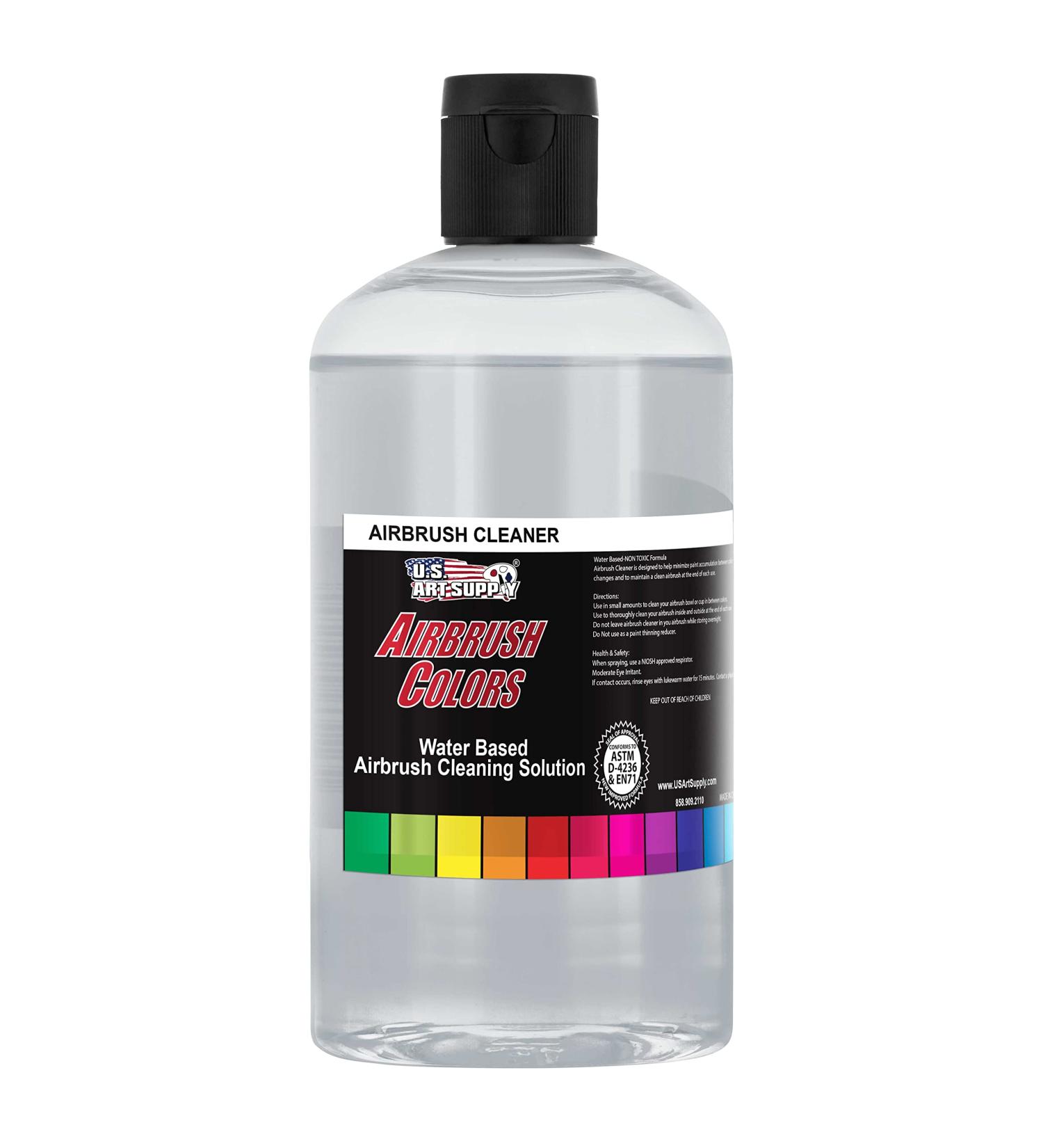 U.S. Art Supply Airbrush Cleaner 16oz - Fast Acting Solution to Remove Water-Based Acrylic Paint, Watercolor, Makeup - Clean Clogged Airbrushes & Brushes - Buy Online on GoSupps.com