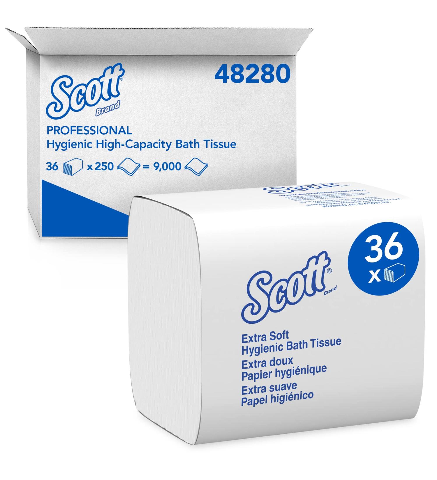 Kleenex Scott Hygienic High-Capacity Folded Tissue (48280) 2-Ply White Single Pull (250 Sheets/Pack 36 Packs/Case 9000 Sheets/Case) - Buy Online on GoSupps.com