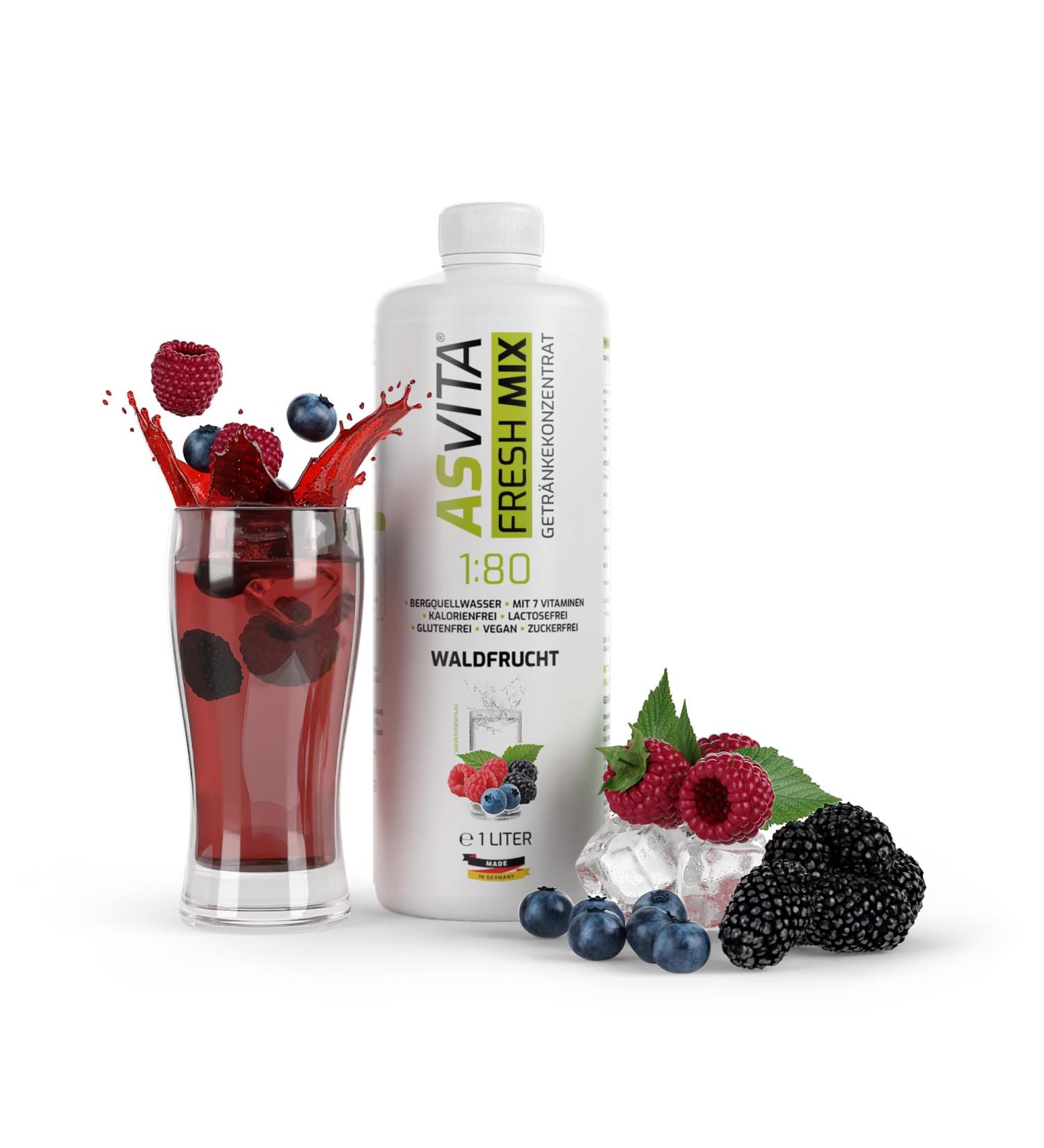 Asvita Sugar-Free Syrup | 1L Fresh Mix Beverage - 26 Delicious Flavors (Forest Fruit) - International Shipping - Buy Online on GoSupps.com