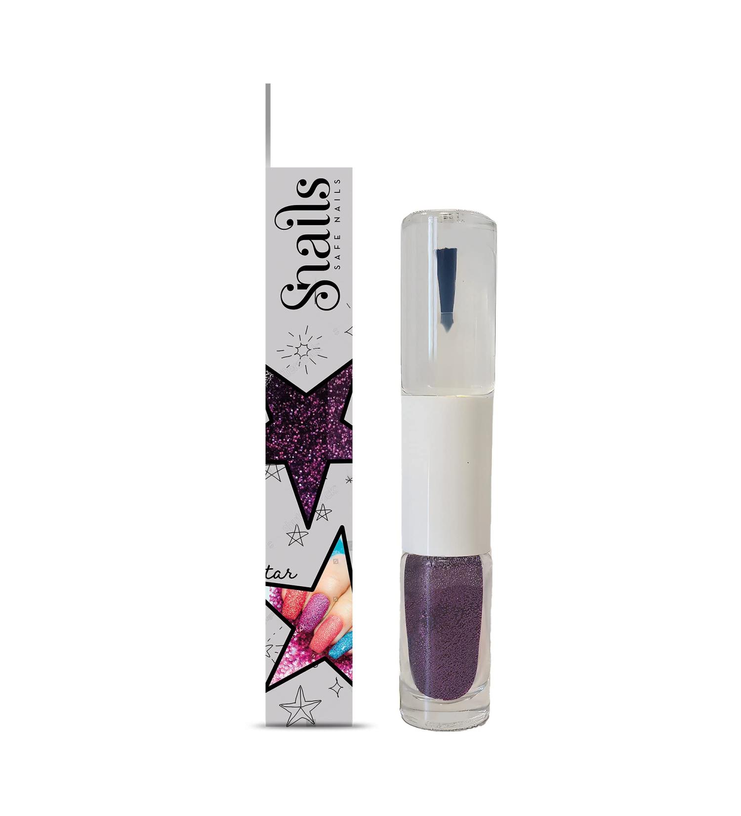 Snails 510218 Children's Glitter Nail Polish 2-in-1 Purple Top Coat & Glitter Powder Peel-Off Formula Removable Water-Based Safe Vegan