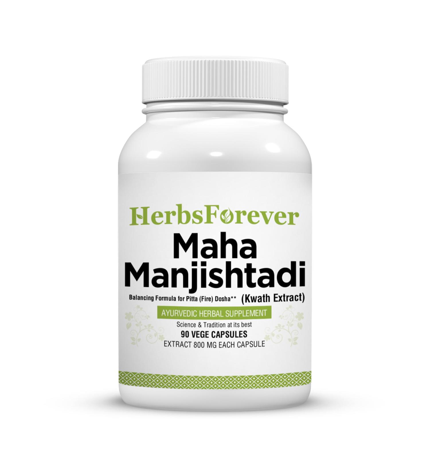 Herbsforever Manjishtadi Kwath Capsules | Ayurvedic Herbal Supplement for Skin Health & Detox | 90 Veg Capsules 800 mg Each | Traditional Wellness Formula - Buy Online on GoSupps.com
