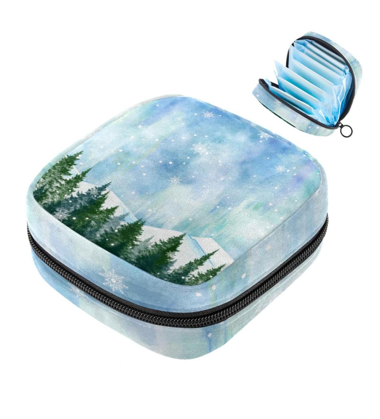 Portable Women's Binding Bags | Menstrual Cup & Tampon Bags for Teens | Multicolored Winter Landscape - Buy Online on GoSupps.com