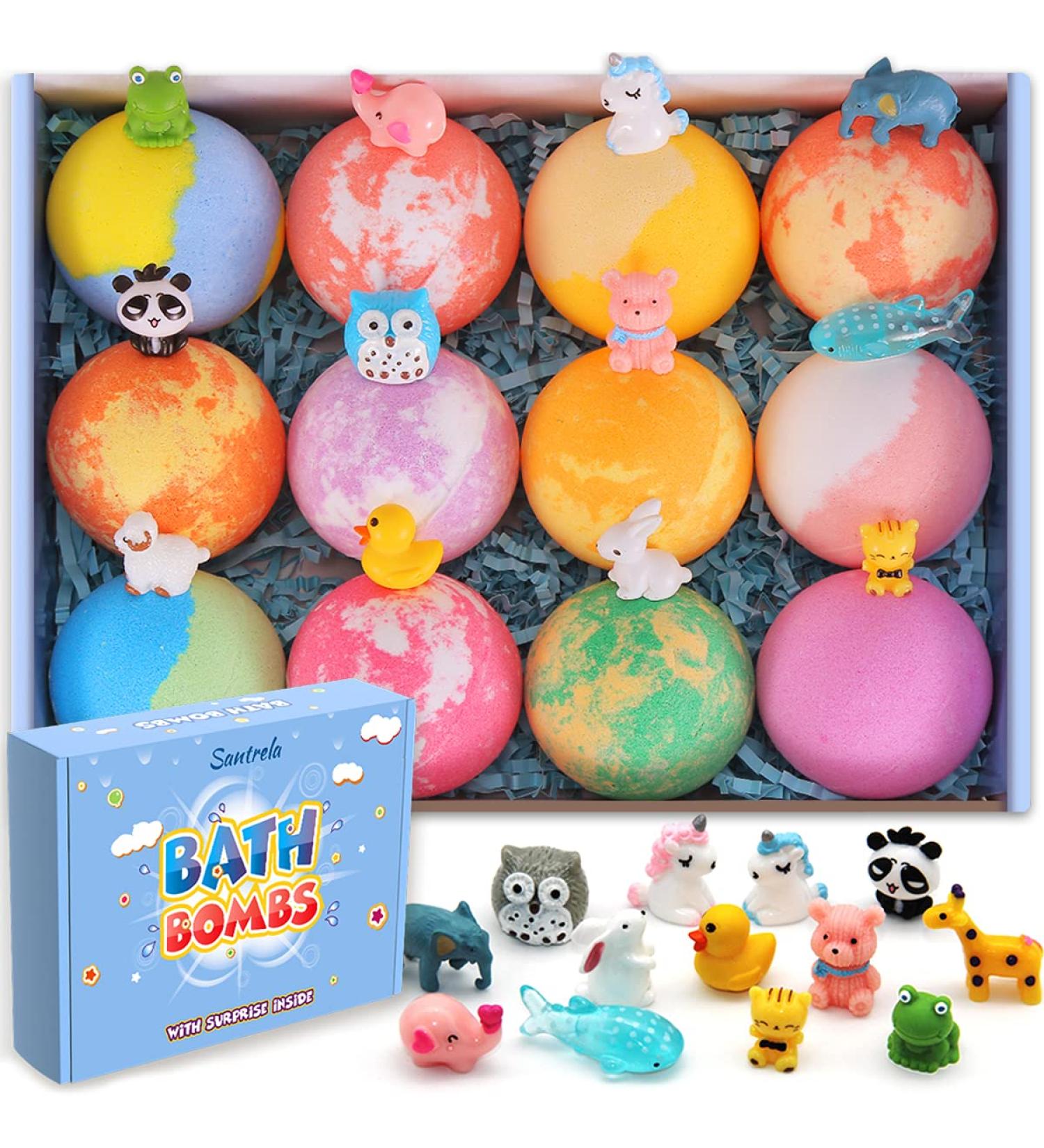 Bath Bombs for Kids - 12 Pack with Toys Inside | Organic Bubble Fizzies, Gentle & Safe | Ideal Gift for Easter, Birthday, Christmas - Buy Online on GoSupps.com