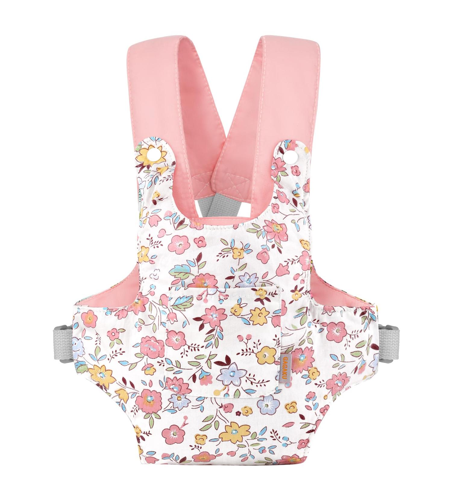 GAGAKU Baby Doll Carrier - Pink Peach Blossom Toy Sling with Adjustable Straps for Kids - Buy Online on GoSupps.com