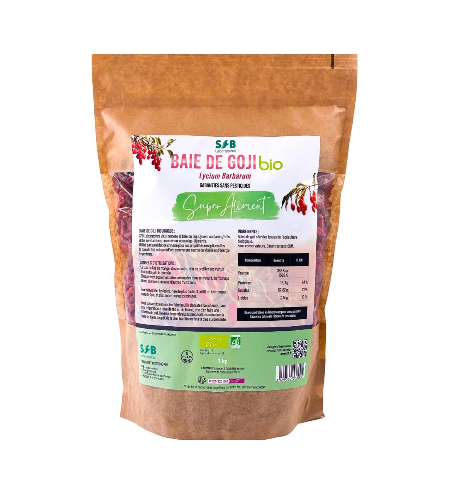  SFB Laboratoires Organic Goji Berries 1kg - SFB Laboratories - Guaranteed pesticide-free - Buy Online on GoSupps.com