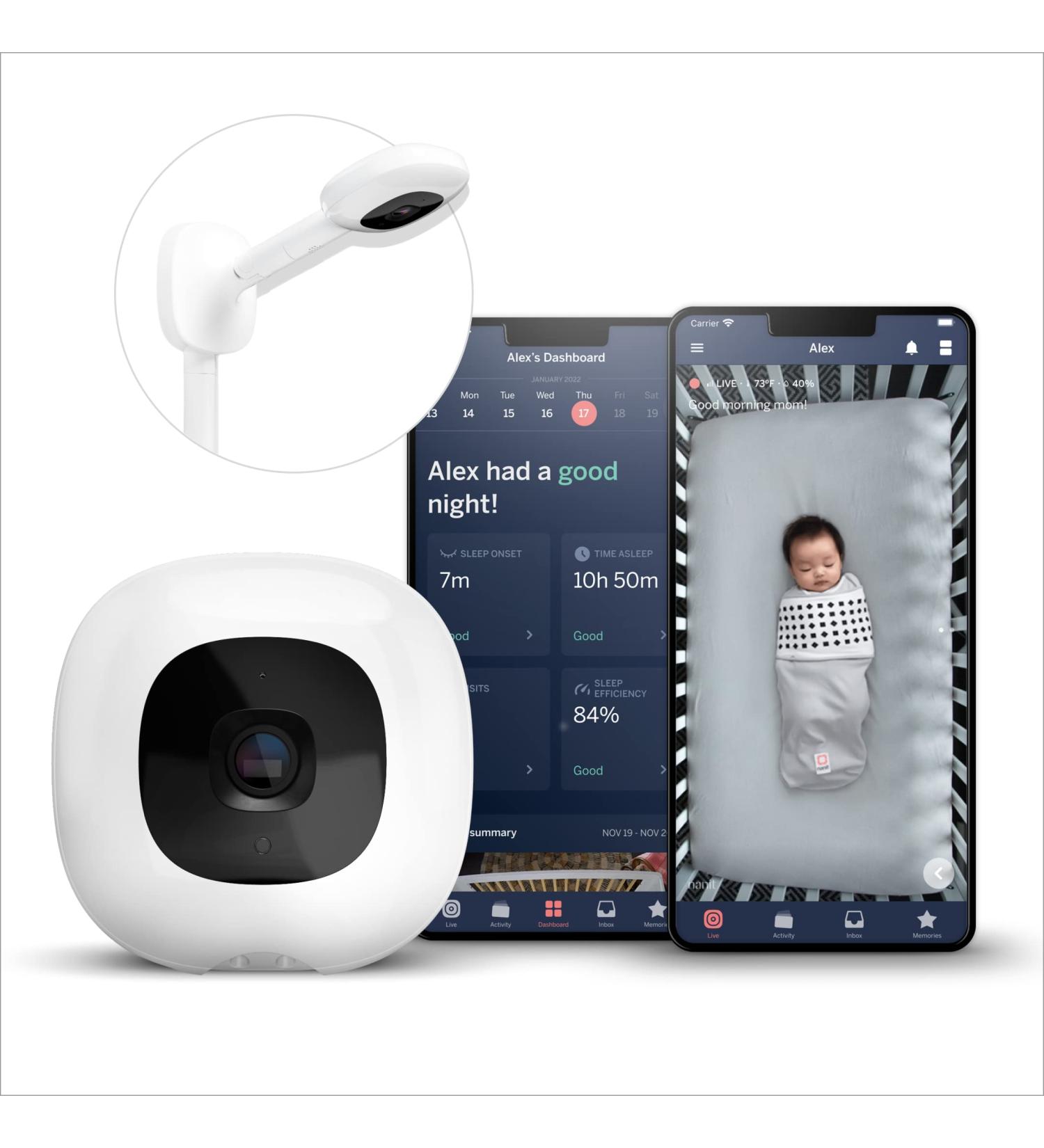 Nanit Pro Baby Monitoring System Bundle | 1080p Over The Cot Camera | Travel Multi-Stand & Breathing Wear Band | Night Vision Pro Camera - Tracks Newborn Sleep & Breathing | Sensor-Free - Buy Online on GoSupps.com