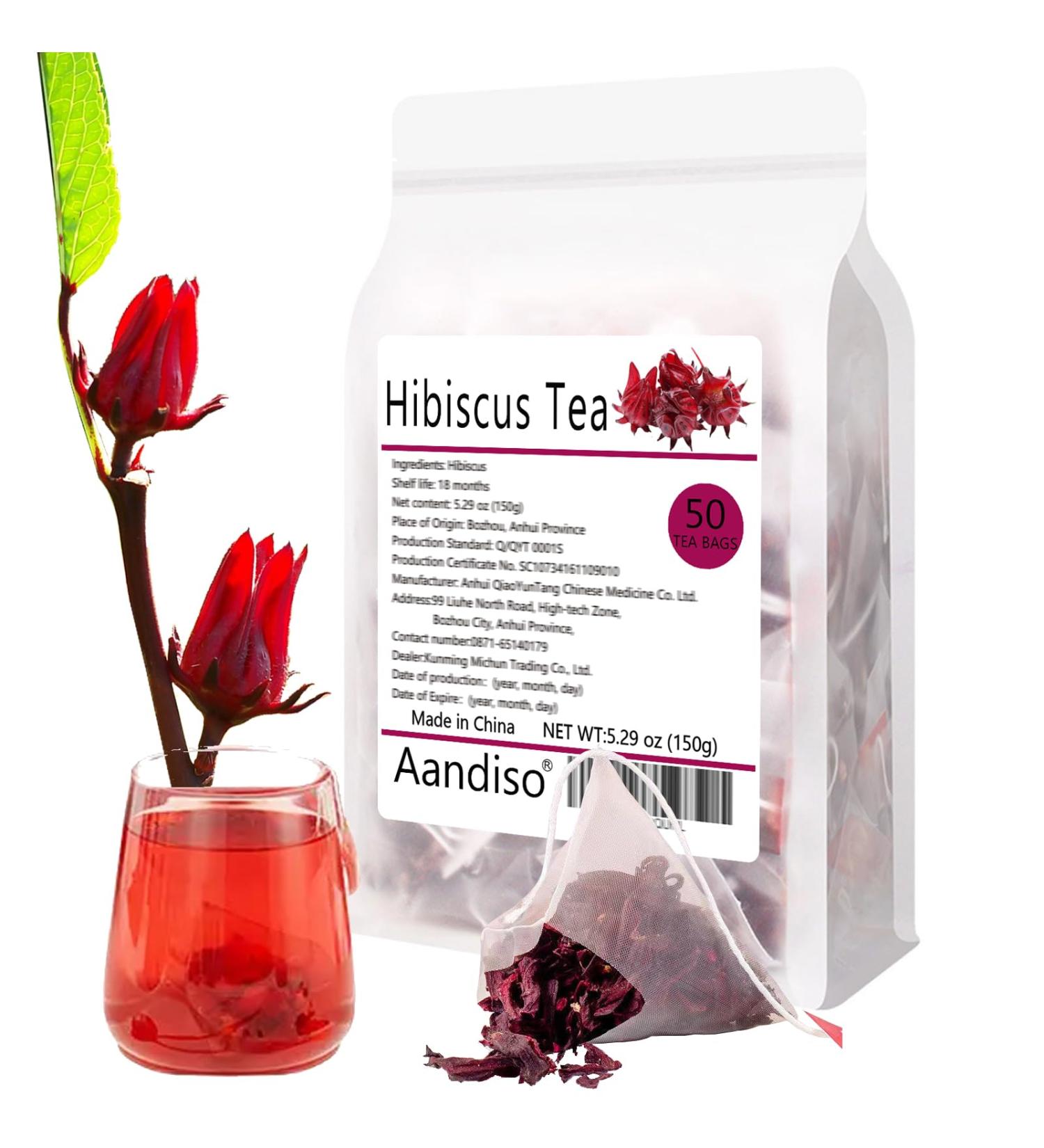 Hibiscus Tea Bags 150g Dried Hibiscus Flowers Tea Herbal Tea Caffeine Free 3g 50 Tea Bags - Buy Online on GoSupps.com