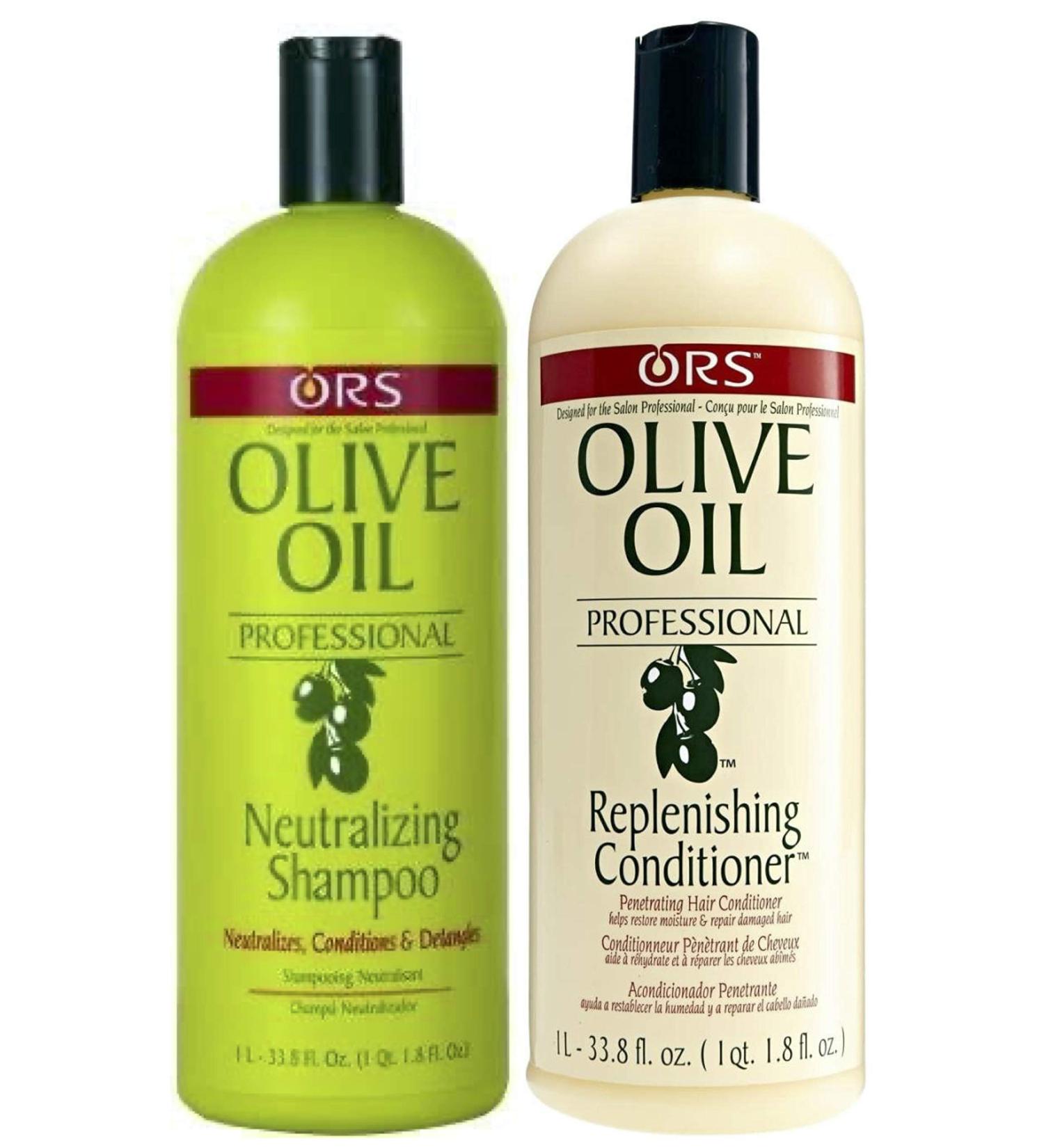 ORS Olive Oil Neutralizing Shampoo 1L with Repairing Conditioner 1L set of 2 - Buy Online on GoSupps.com