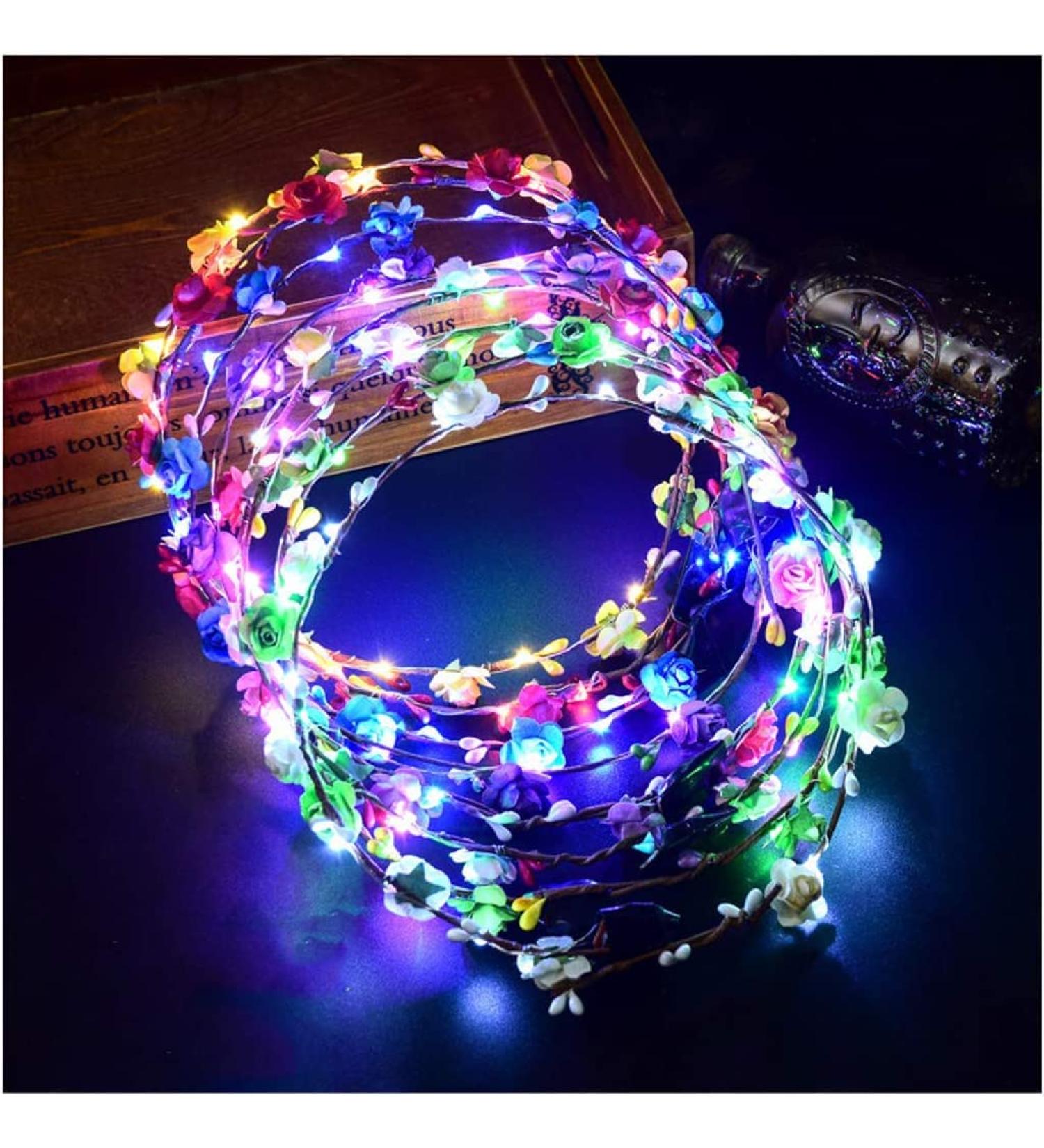 Aumiss LED Flower Crown Headband - 7PCS Luminous LED Flower Wreath for Women/Girls - Perfect for Wedding, Festival, Christmas & New Year Party - Buy Online on GoSupps.com
