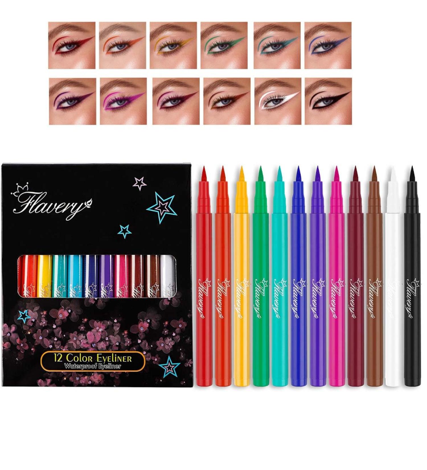  Pakivs Set of 12 matte liquid eyeliner pencils pigmented eyeliner pencil long-lasting and waterproof makeup kit for women - Buy Online on GoSupps.com