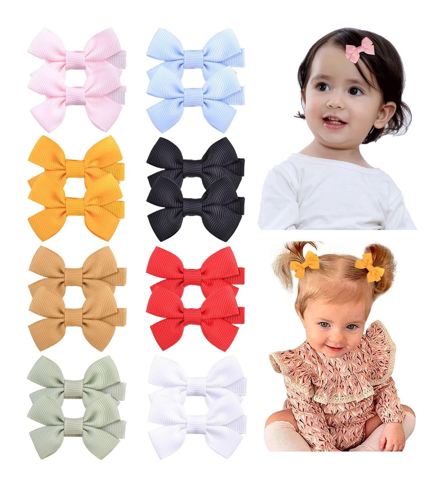 16Pcs Baby Hair Clips Bows - Grosgrain Ribbon 2 Barrettes for Toddler Girls | International Shipping Available - Buy Online on GoSupps.com