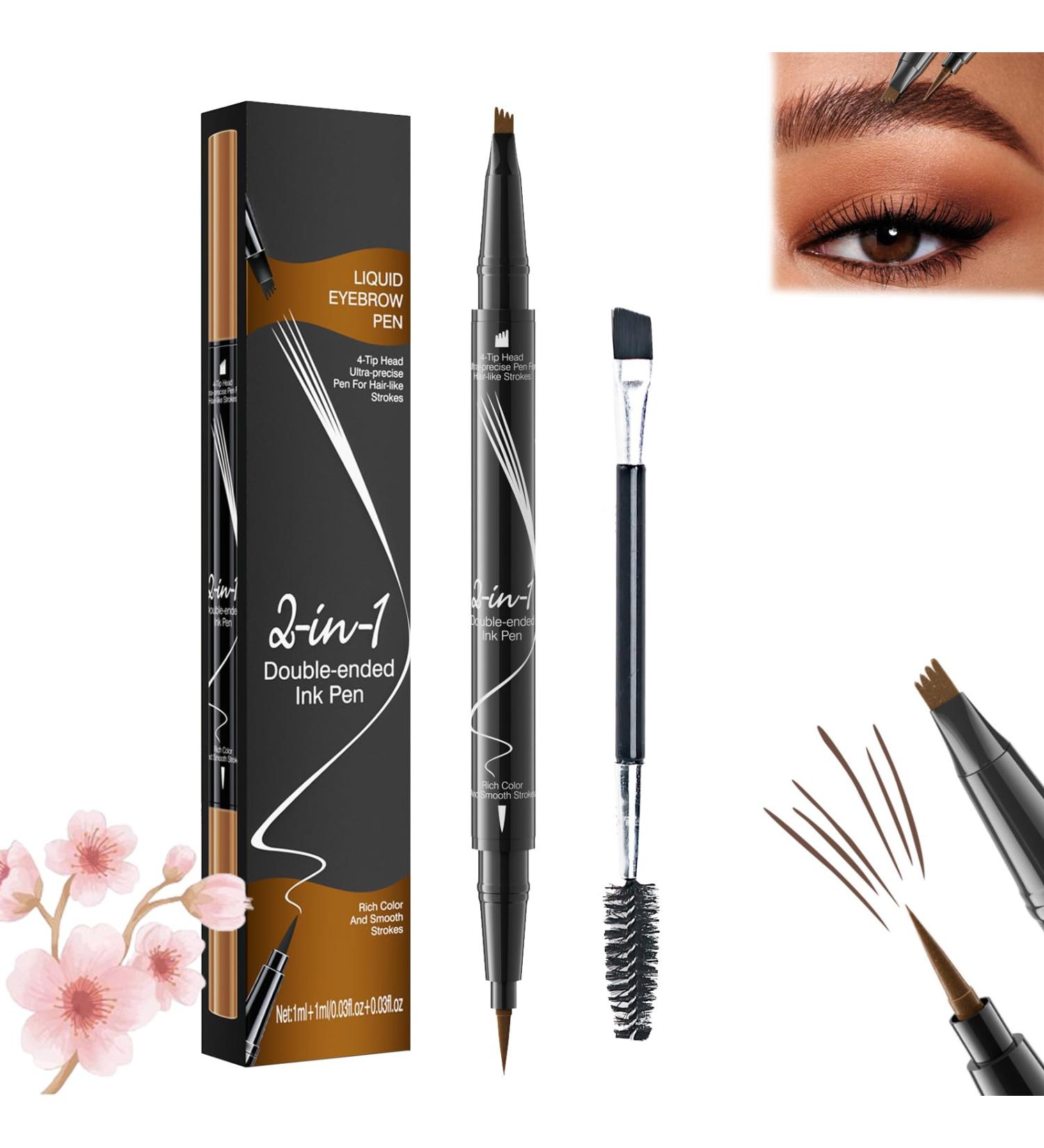 Bulletboard Waterproof Eyebrow Pen Bulletinboard Eyebrow Pen Bulletinboard Brow Pen Buletboard Liquid Eyebrow Pen Microblading Eyebrow Pencil with 4-Fork-Tip and Precise Brush-Tip (Light Brown) - Buy Online on GoSupps.com