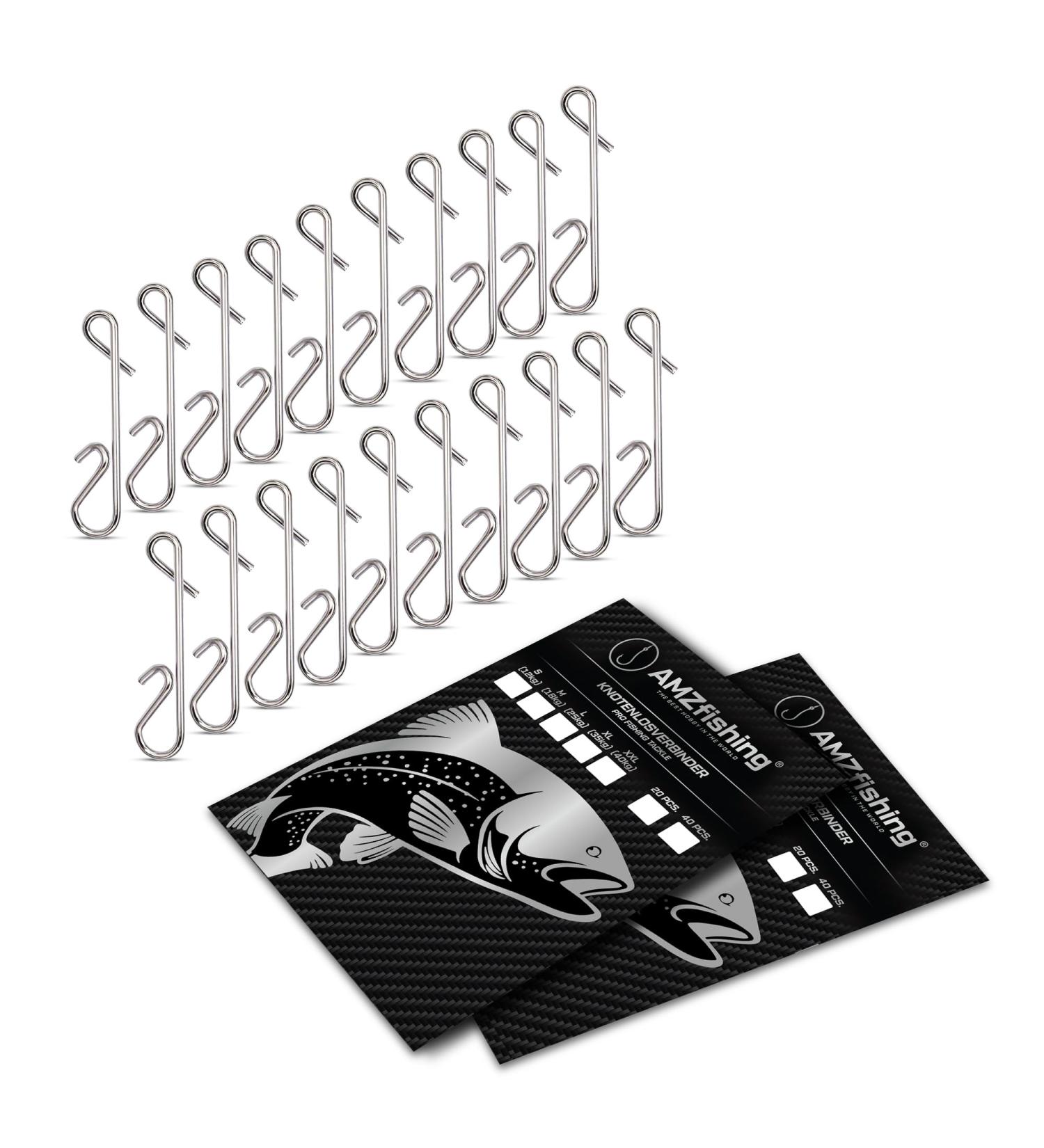 NEW AMZFISHING 20x Knotless Connector Fishing S-XXL | No Knot Connector | Mustache Connector | Cire Connecting | Essential Fishing Accessories - Buy Online on GoSupps.com