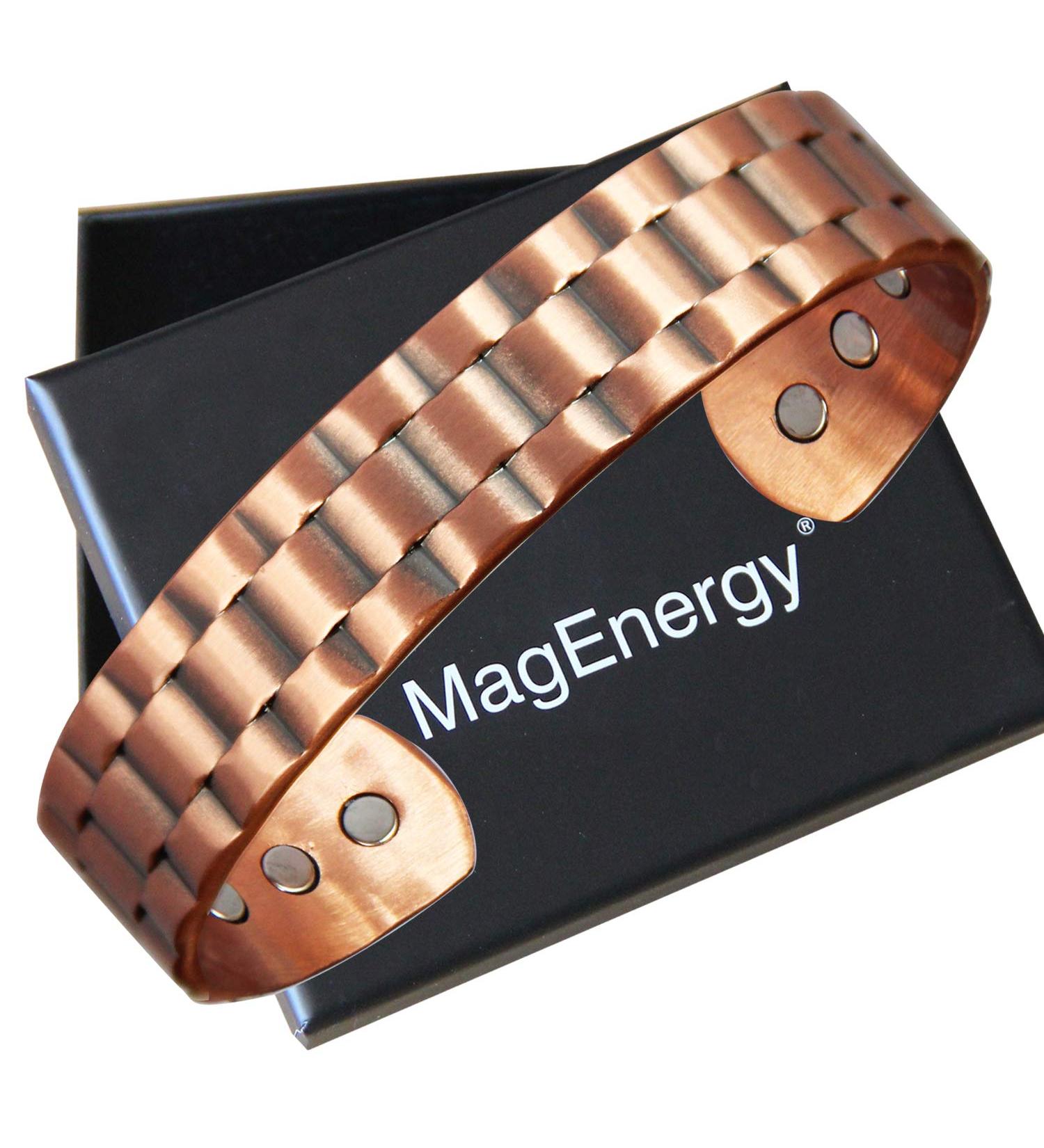 Mens Pure Copper Magnetic Bracelet for Joint Pain Relief - Arthritis, RSI, Carpal Tunnel - 6 Powerful Magnets - 99.9% Copper - Buy Online on GoSupps.com