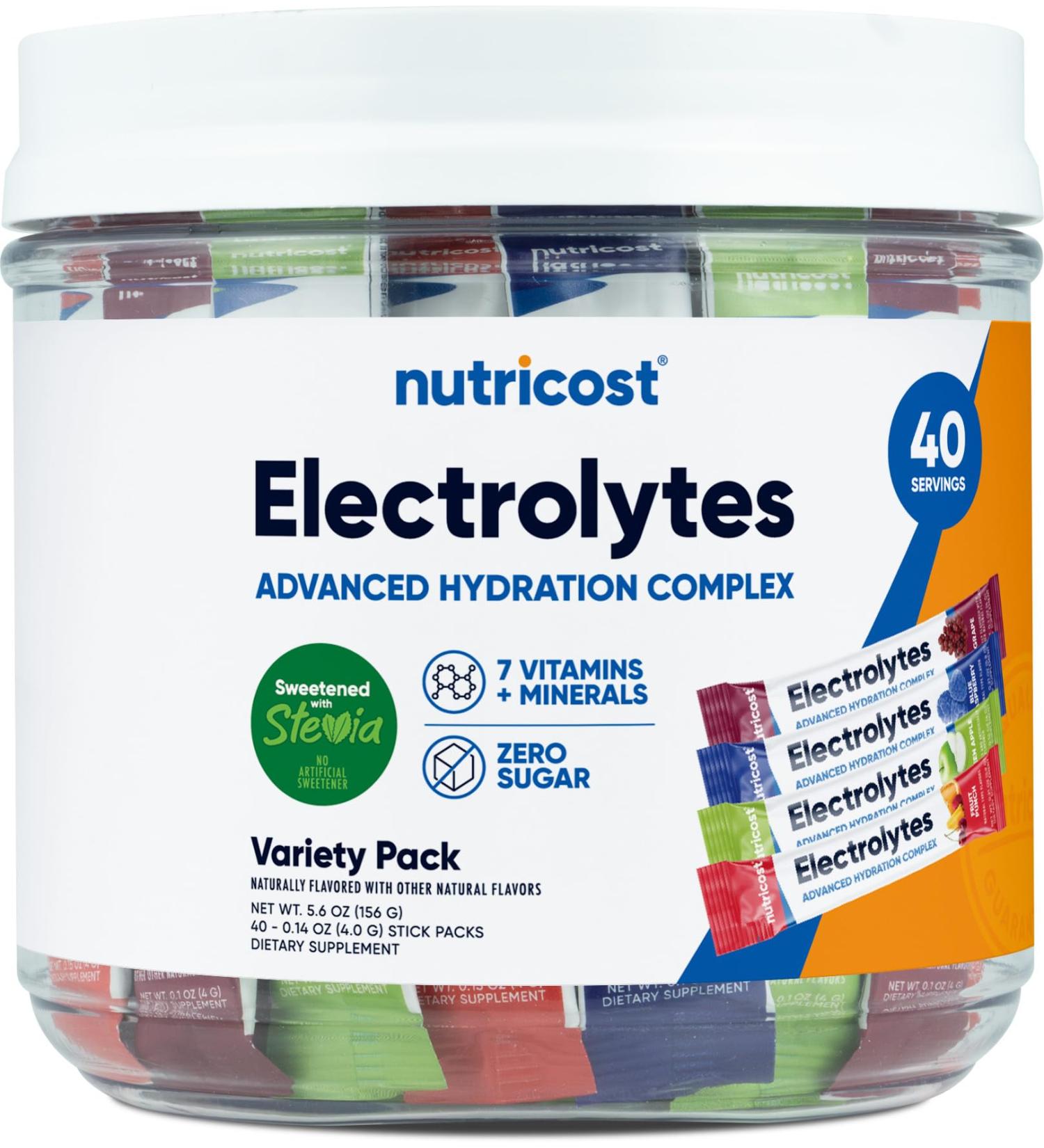 Nutricost Electrolytes Complex Variety Pack - 40 Flavored Stickpacks for Advanced Hydration - Buy Online on GoSupps.com