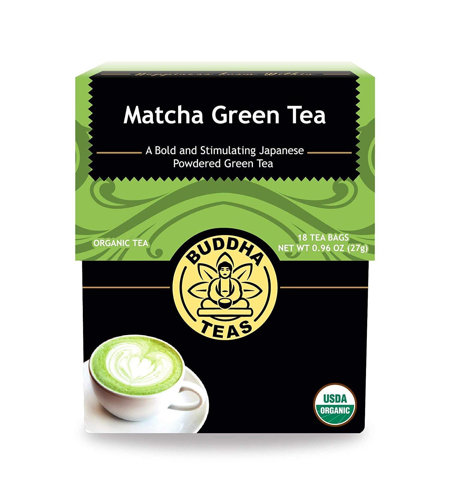 Organic Matcha Green Tea - Buddha Teas | OU Kosher, USDA Organic, 18 Bleach-Free Bags - Buy Online on GoSupps.com