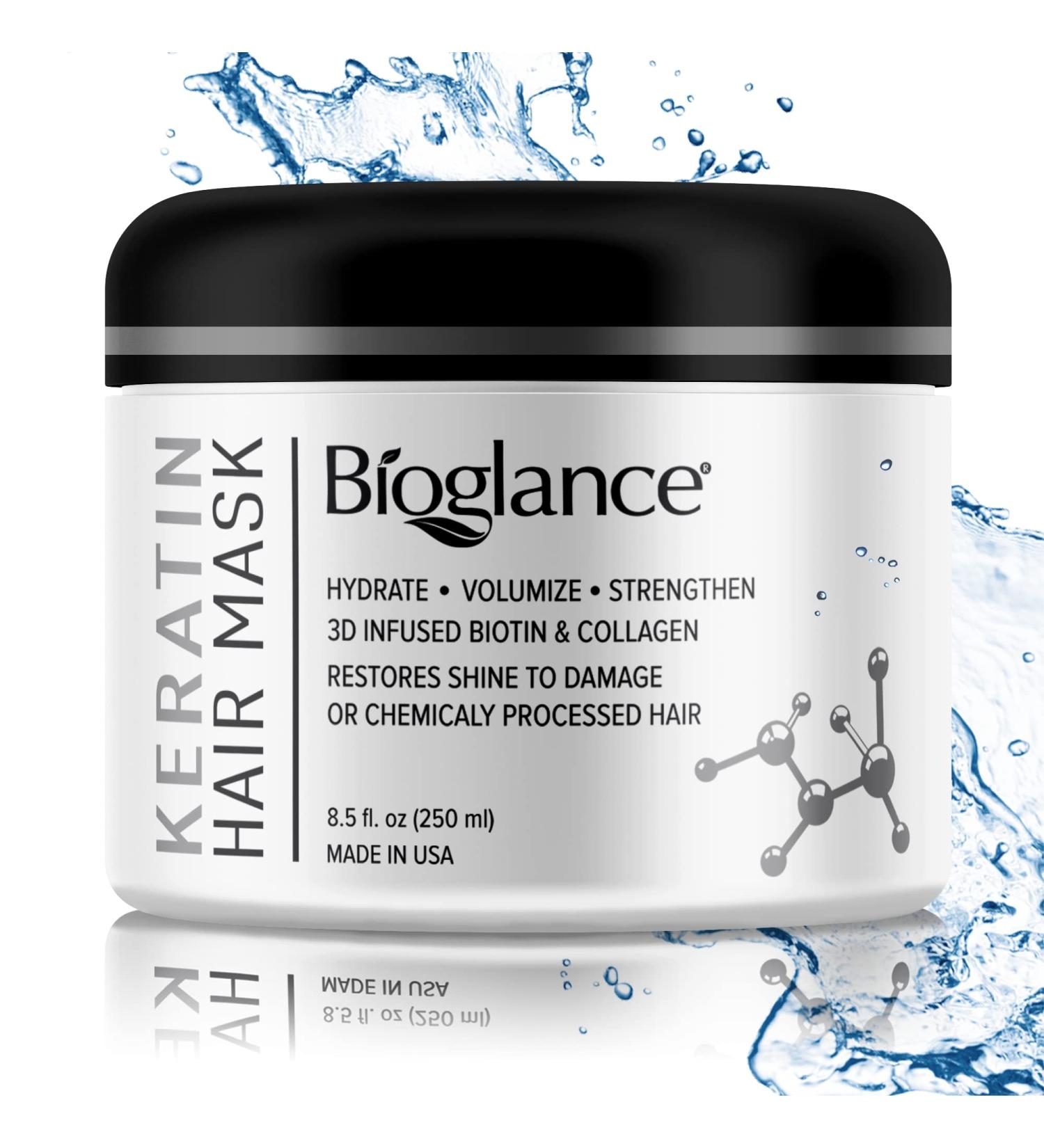 Bioglance Keratin Hair Mask - Restore Shine & Volume with Biotin & Collagen | Hydrating, Volumizing & Strengthening Formula | Made in USA - Buy Online on GoSupps.com