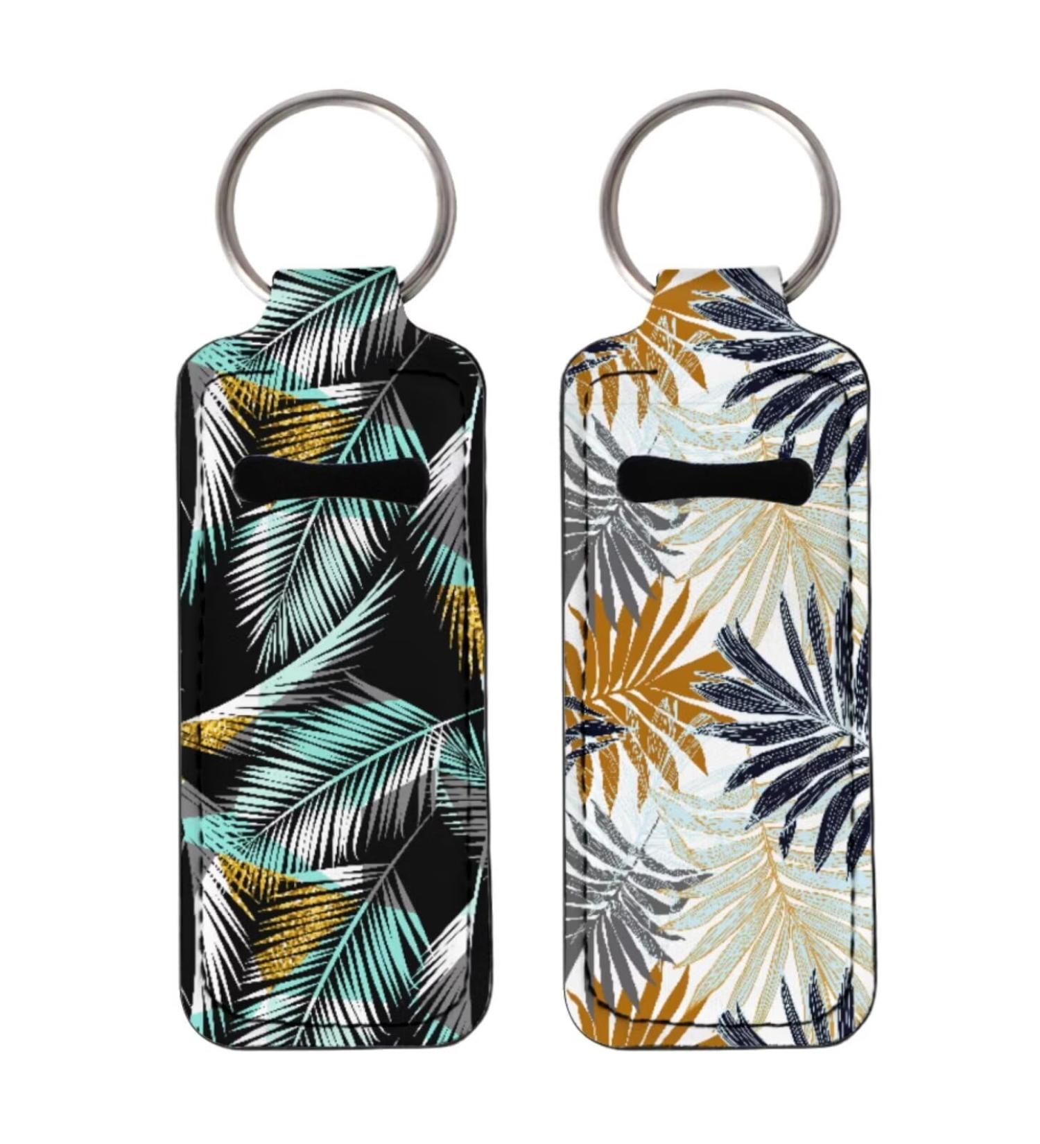 Buy Tropical Palm Leaves Print Lip Balm Cases | Stylish 2pcs Keychain Chapstick Sleeve for Women - International Shipping Available - Buy Online on GoSupps.com